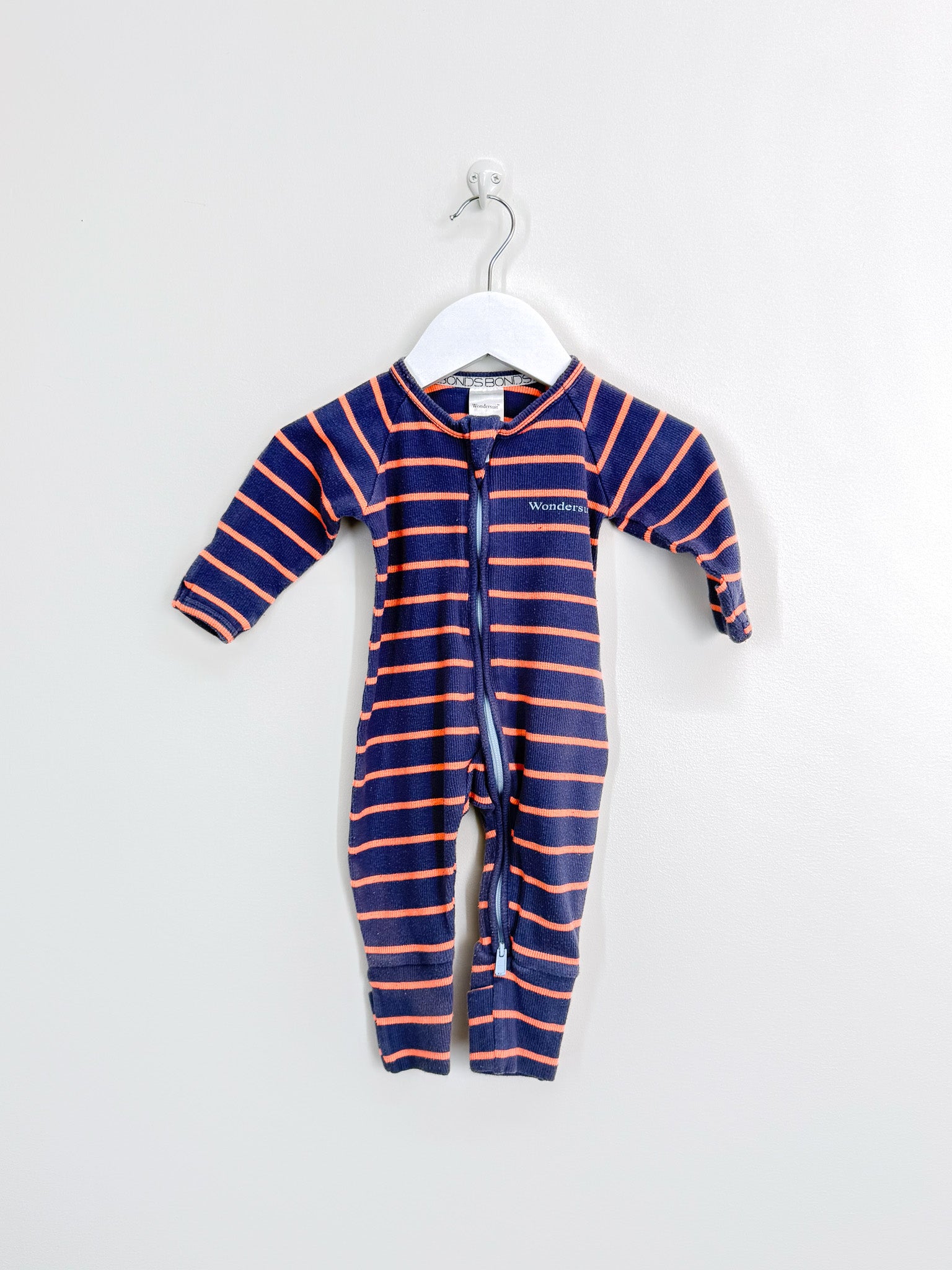 Bonds rib wondersuit purple stripe (0-3m)