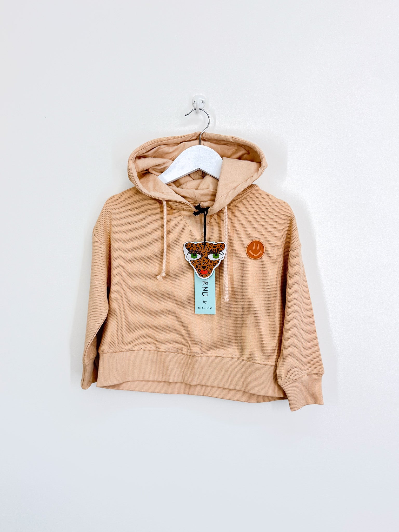 BNWT The Girl Club waffle latte crop hoodie (3y)