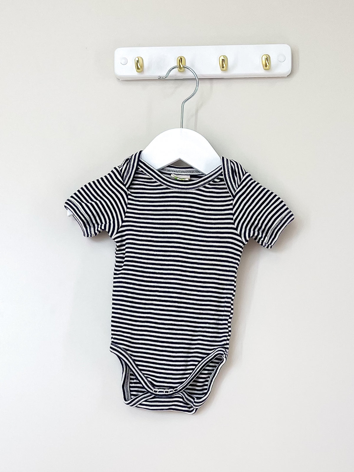 Nature Baby organic short sleeve bodysuit - dark stripe (3-6m)