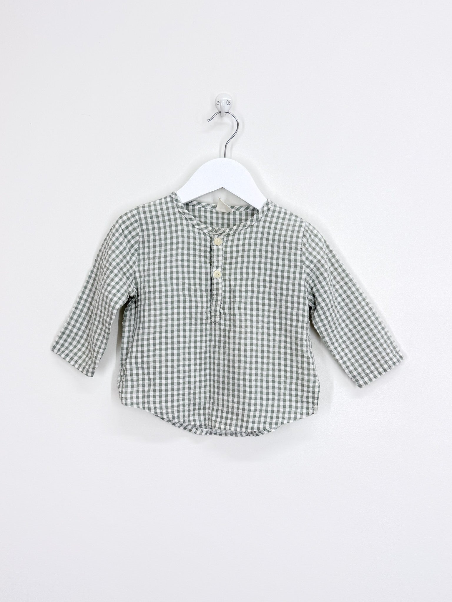 Nature Baby organic caravan shirt - lagoon gingham (1y)