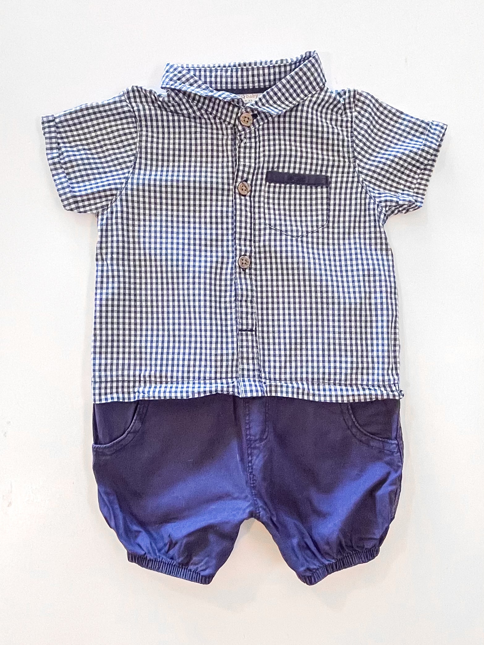 Next check shirt romper (9-12m)