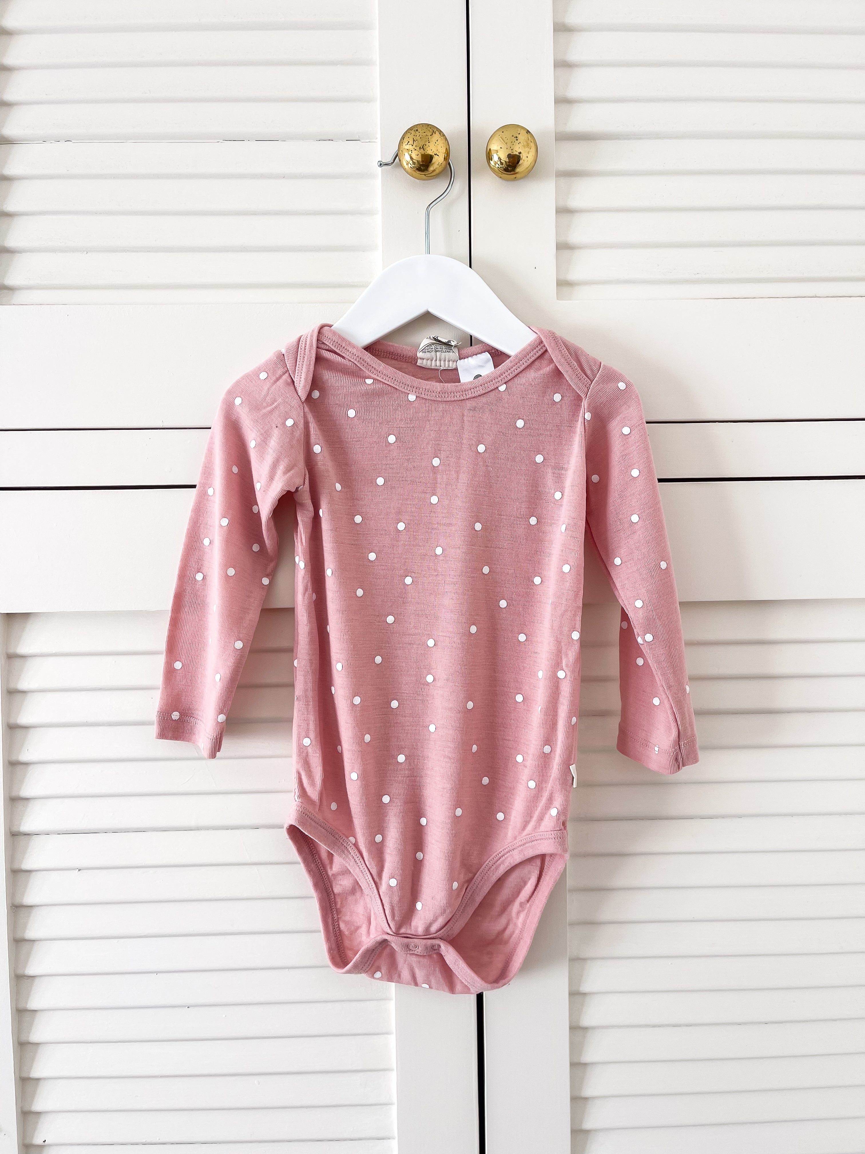 Baby Baby merino bodysuit - pink spot (18-24m)