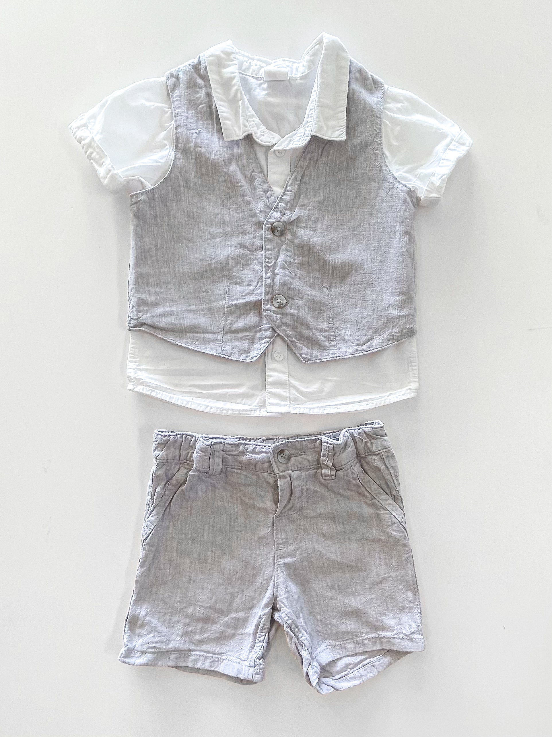 H&M linen blend all dressed up set (6-9m)