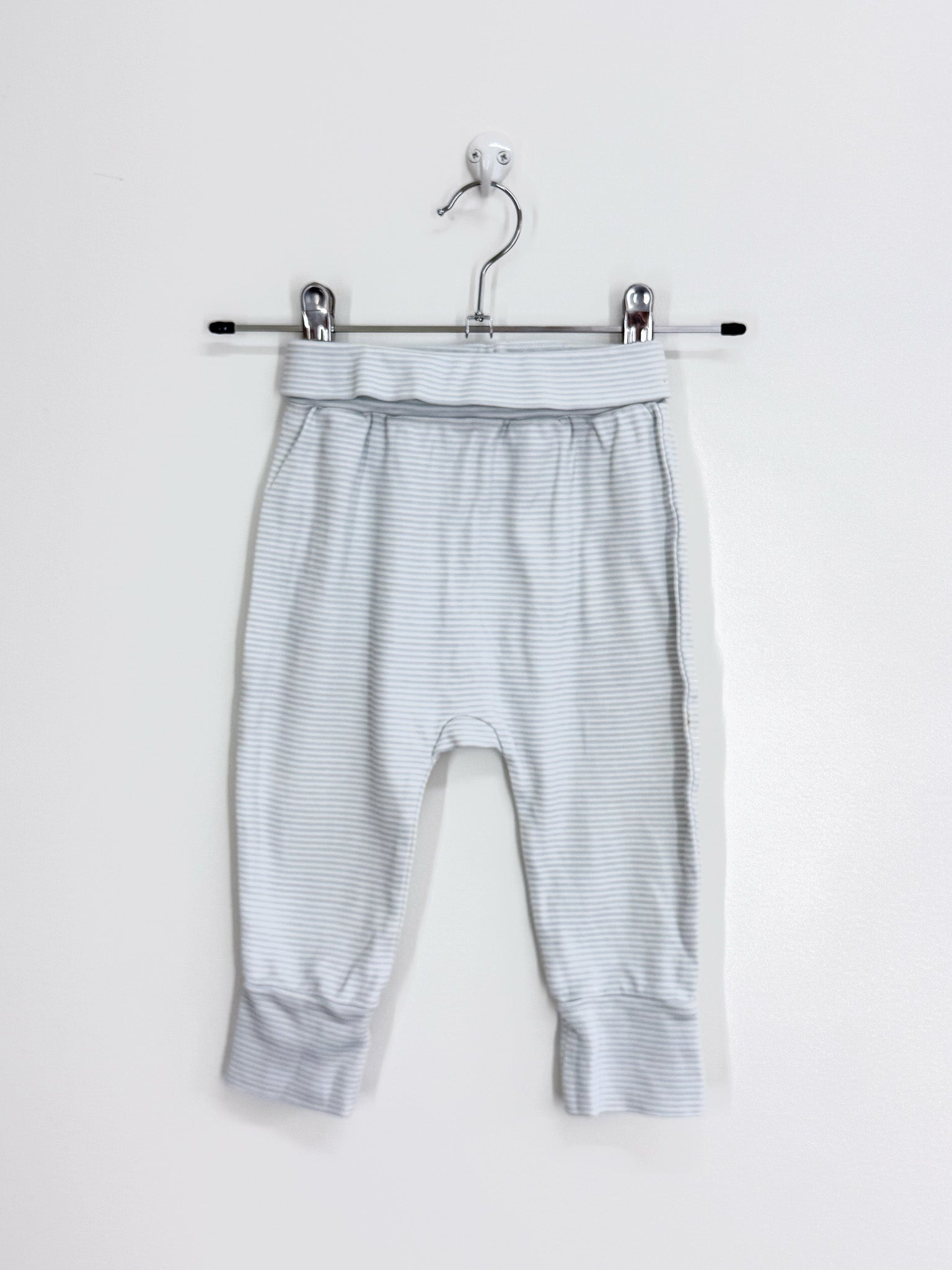Little Bundle fold over leggings - blue stripe (6-12m)