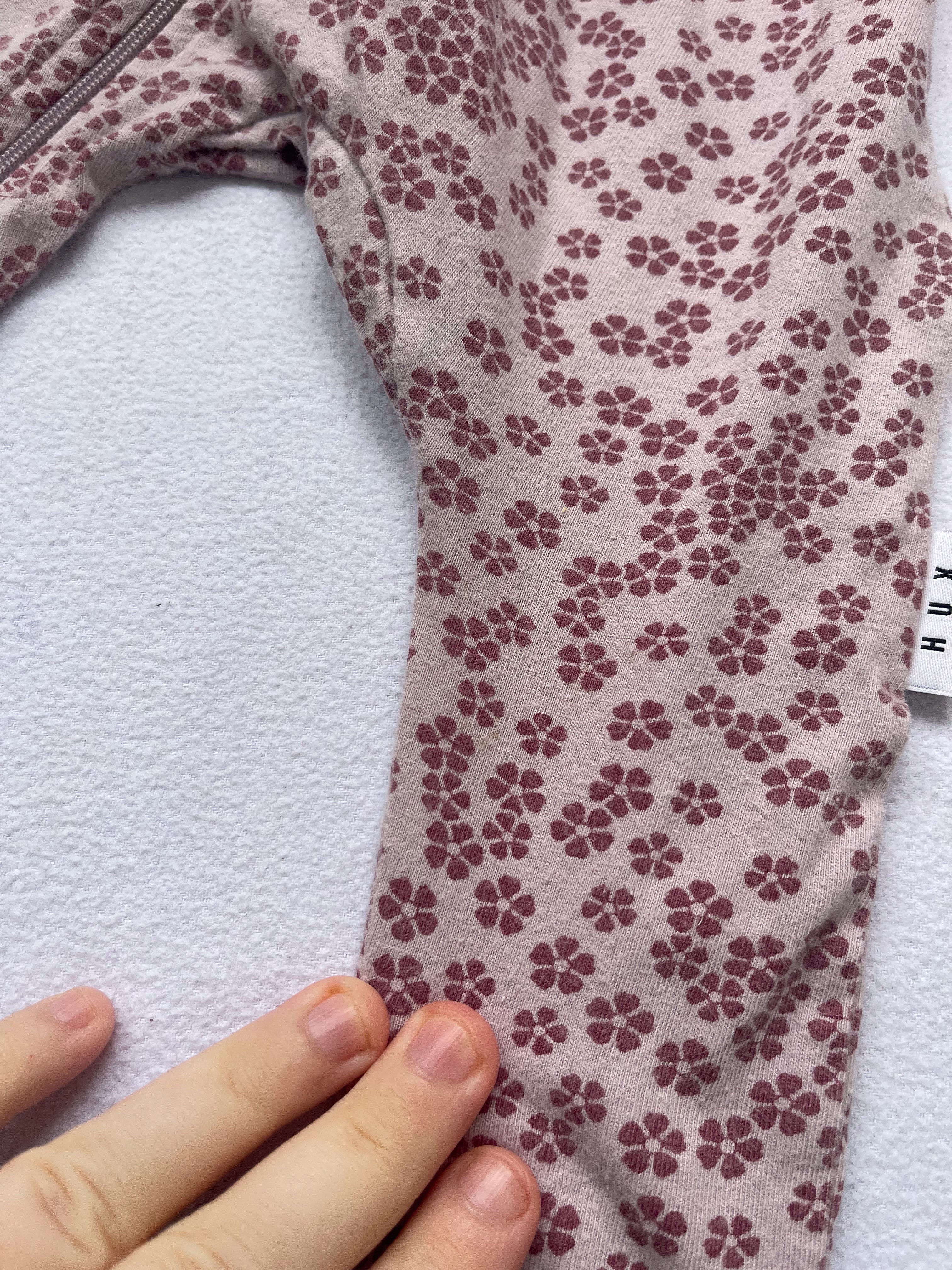 Hux organic floral zip romper (6-12m)