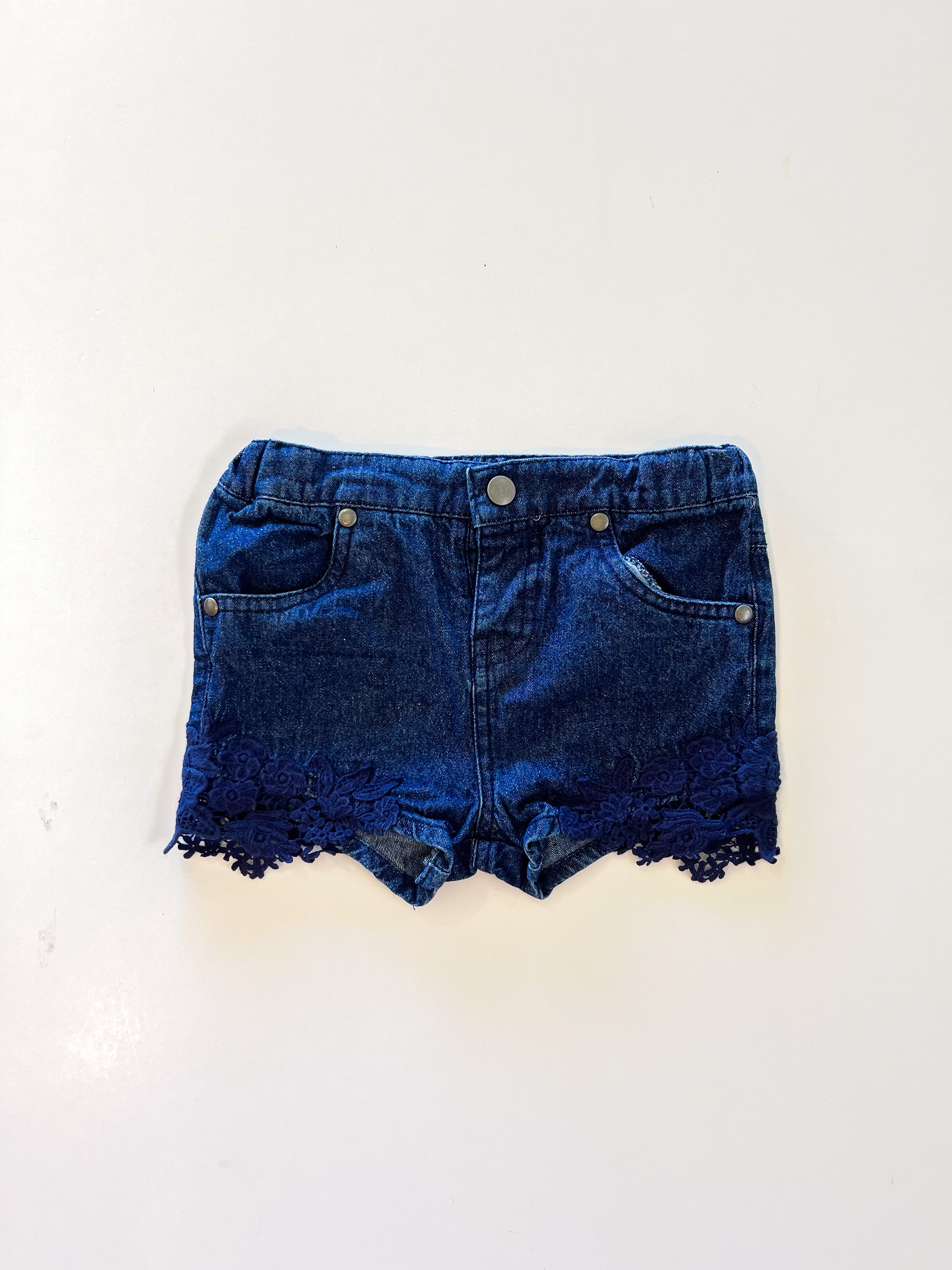 Teeny Weeny lace edge denim shorts (12-18m)