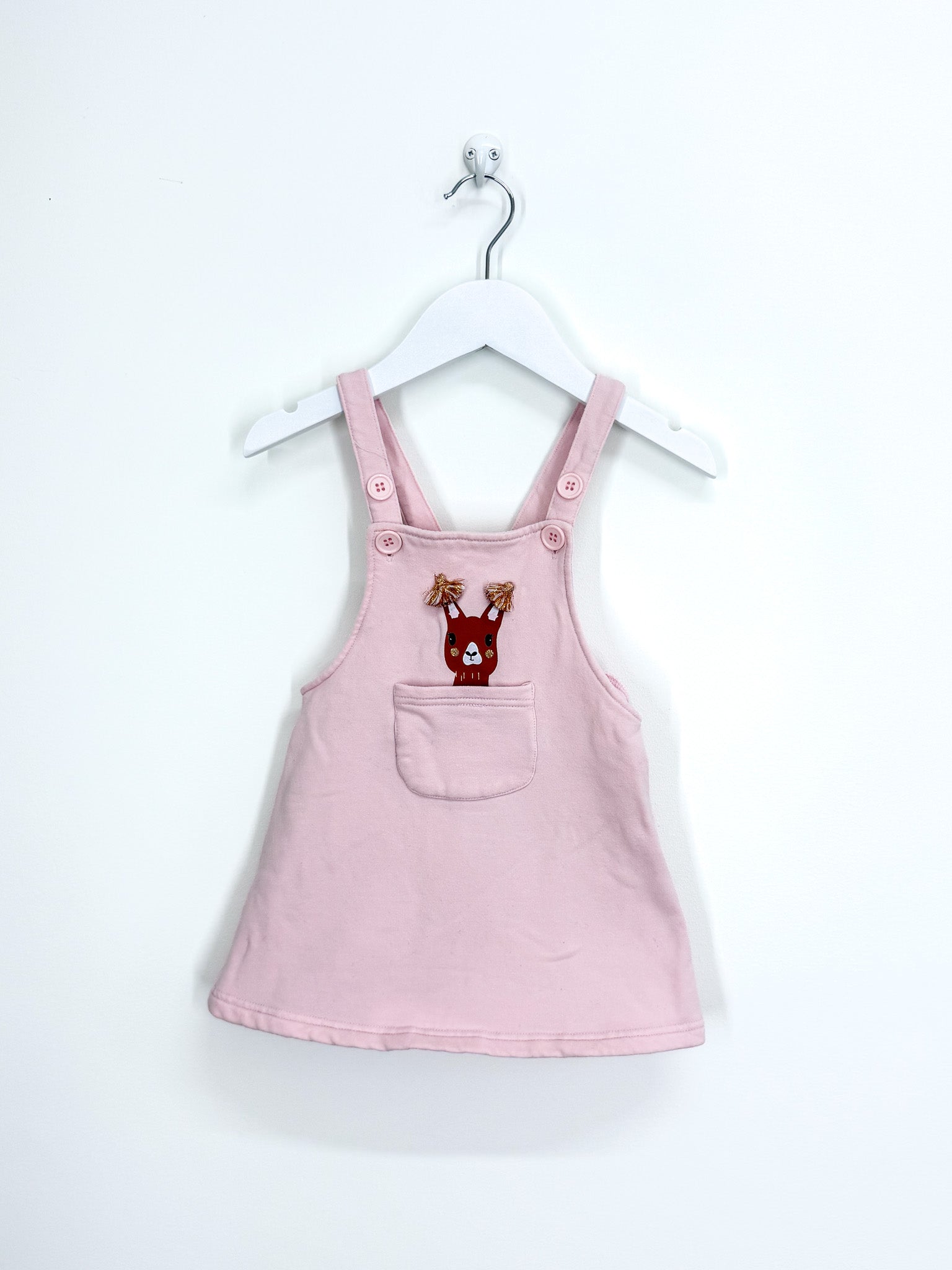 Teeny Weeny llama pinafore dress (12-18m)