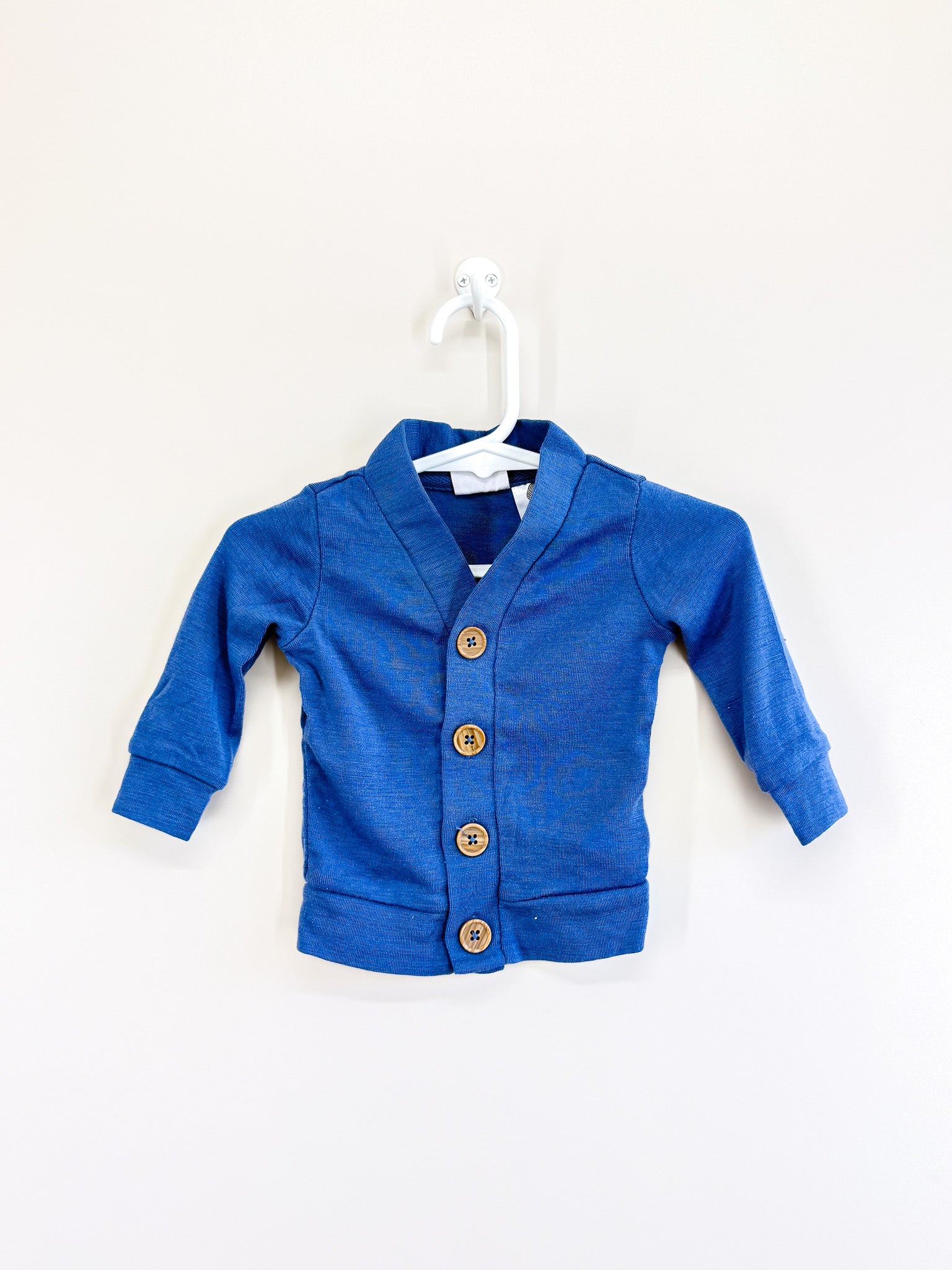 Milly & Milo merino grandpa cardigan - blue (0-3m)
