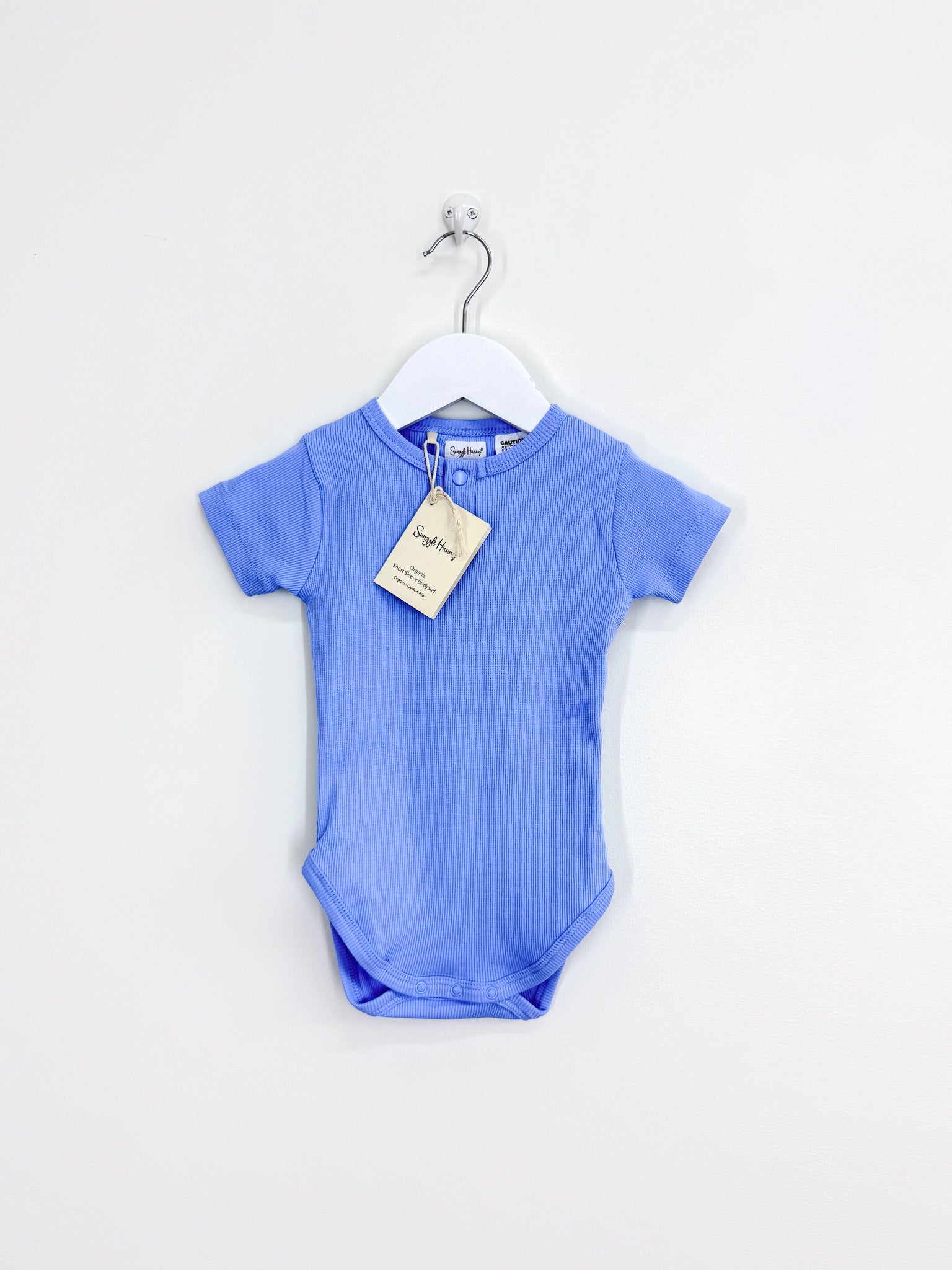BNWT Snuggle Hunny organic rib bodysuit - bluebell (6-12m)