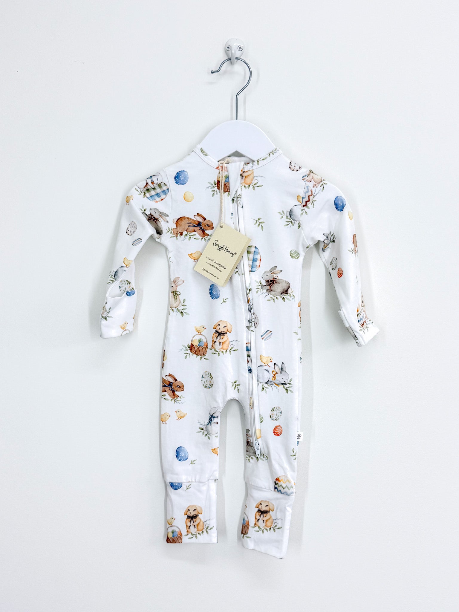 BNWT Snuggle Hunny organic convertible romper - flopsy bunnies (0-3m)