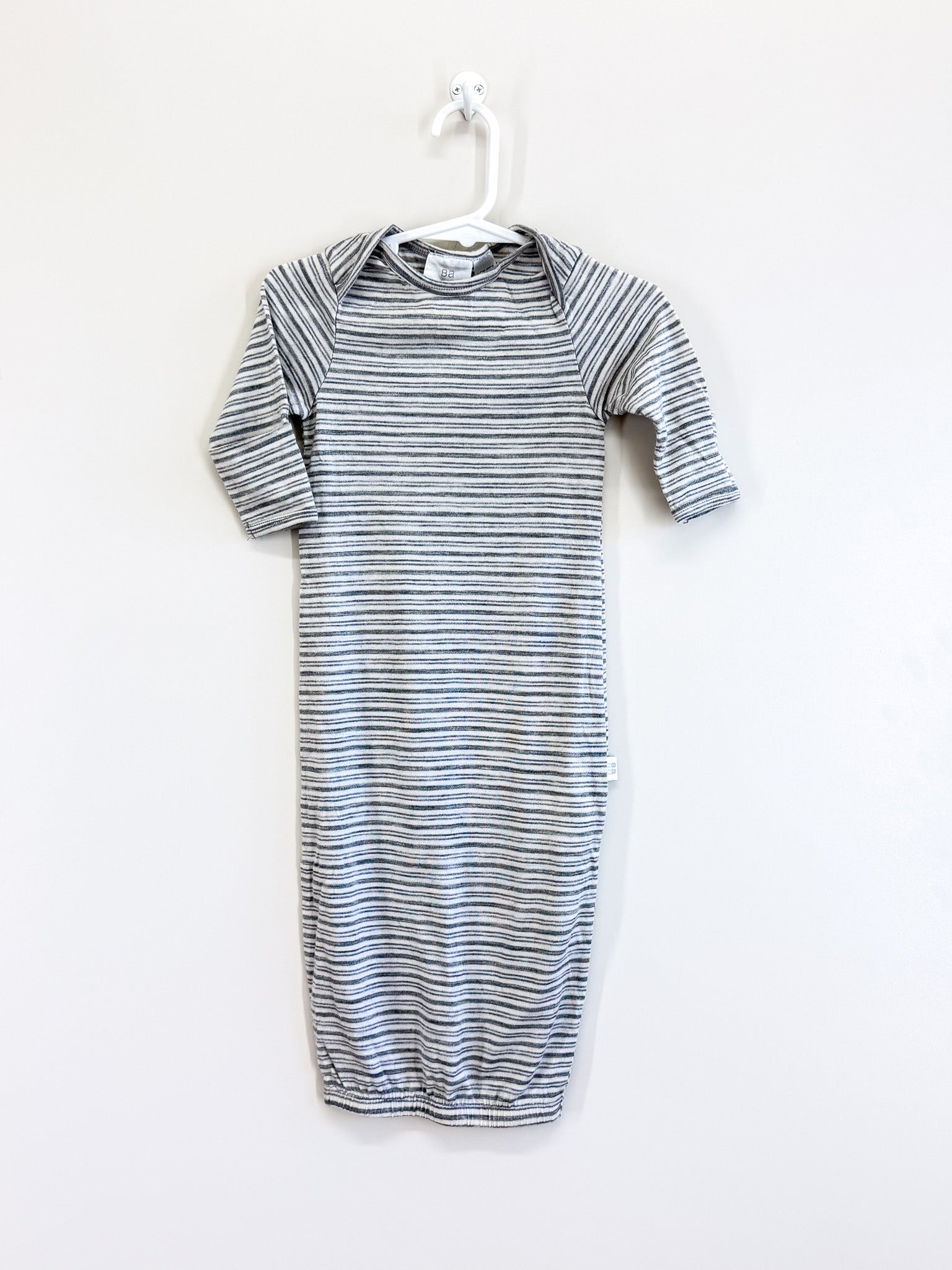Babu merino bundler gown - grey stripe (0-3m)
