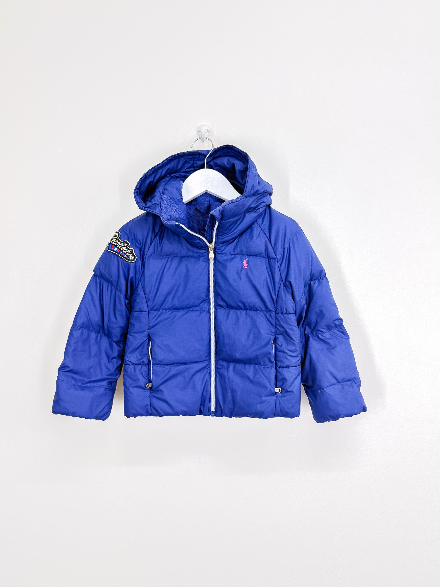 Ralph Lauren pony embroidered down hooded puffer jacket (5y)