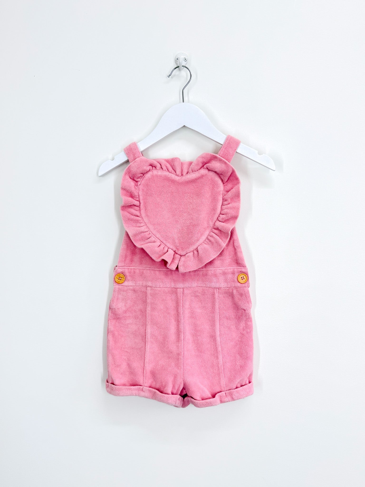 Rock Your Kid pink twiggy terry shortalls (6y)