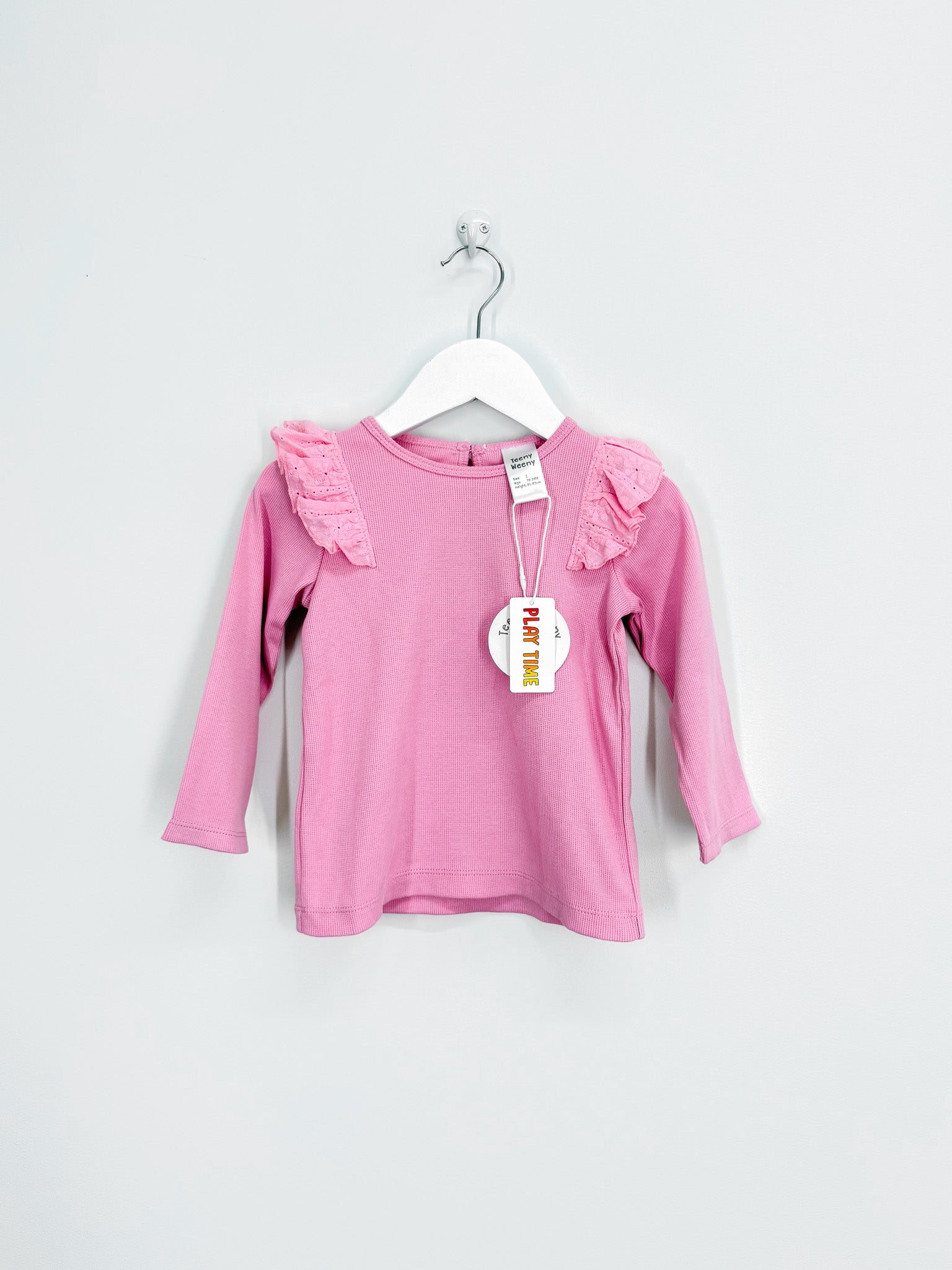 BNWT Teeny Weeny rib flutter sleeve tee - pink (18-24m)