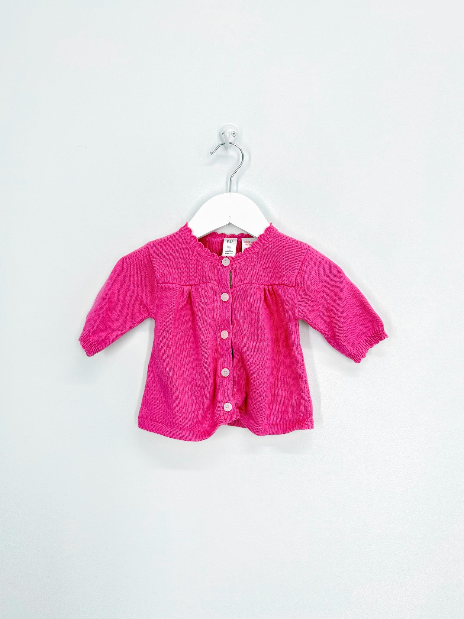 Gap hot pink knit cardigan (6-12m)