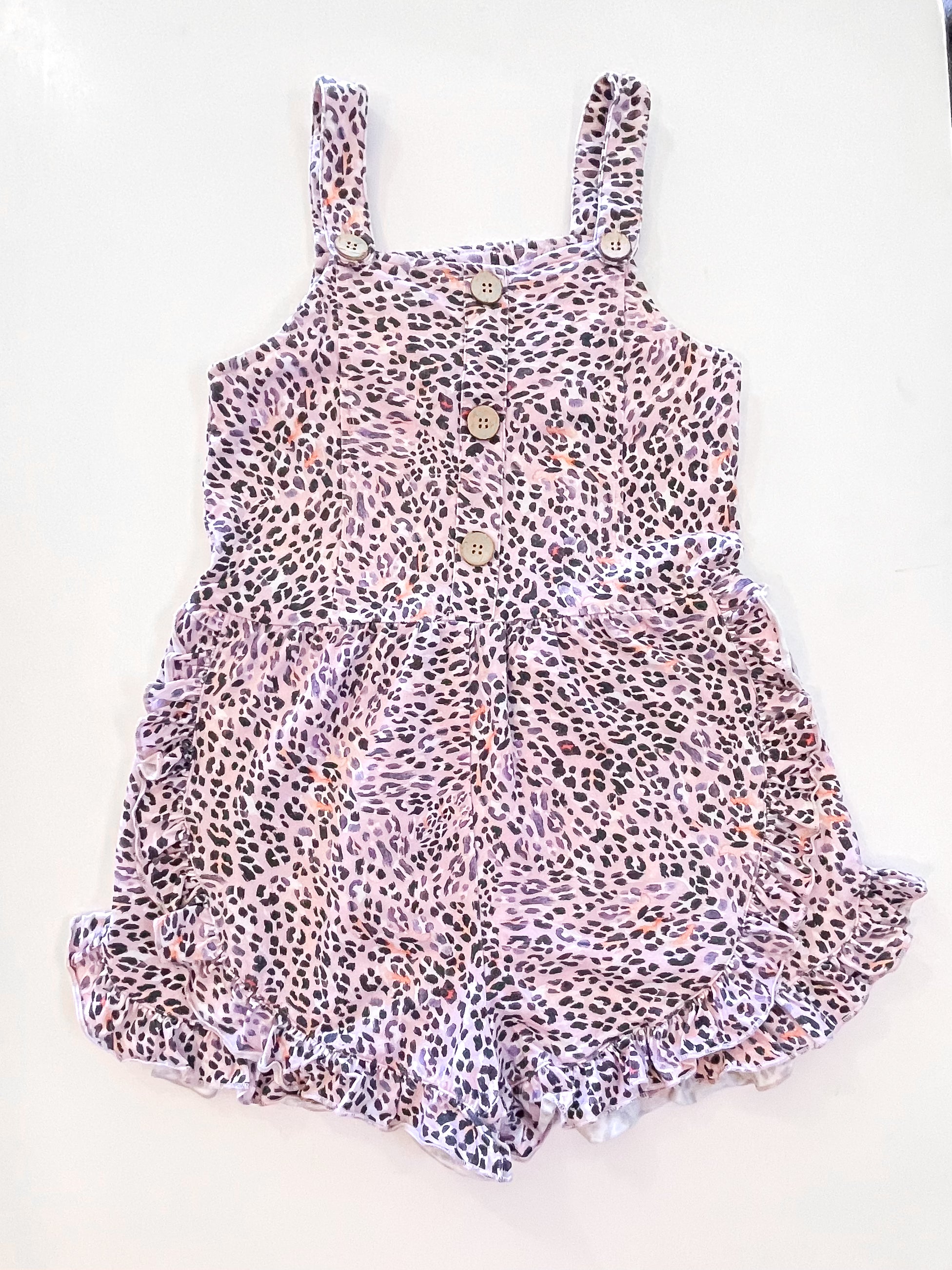 Kapow Kids short playsuit - leopardess (8y)