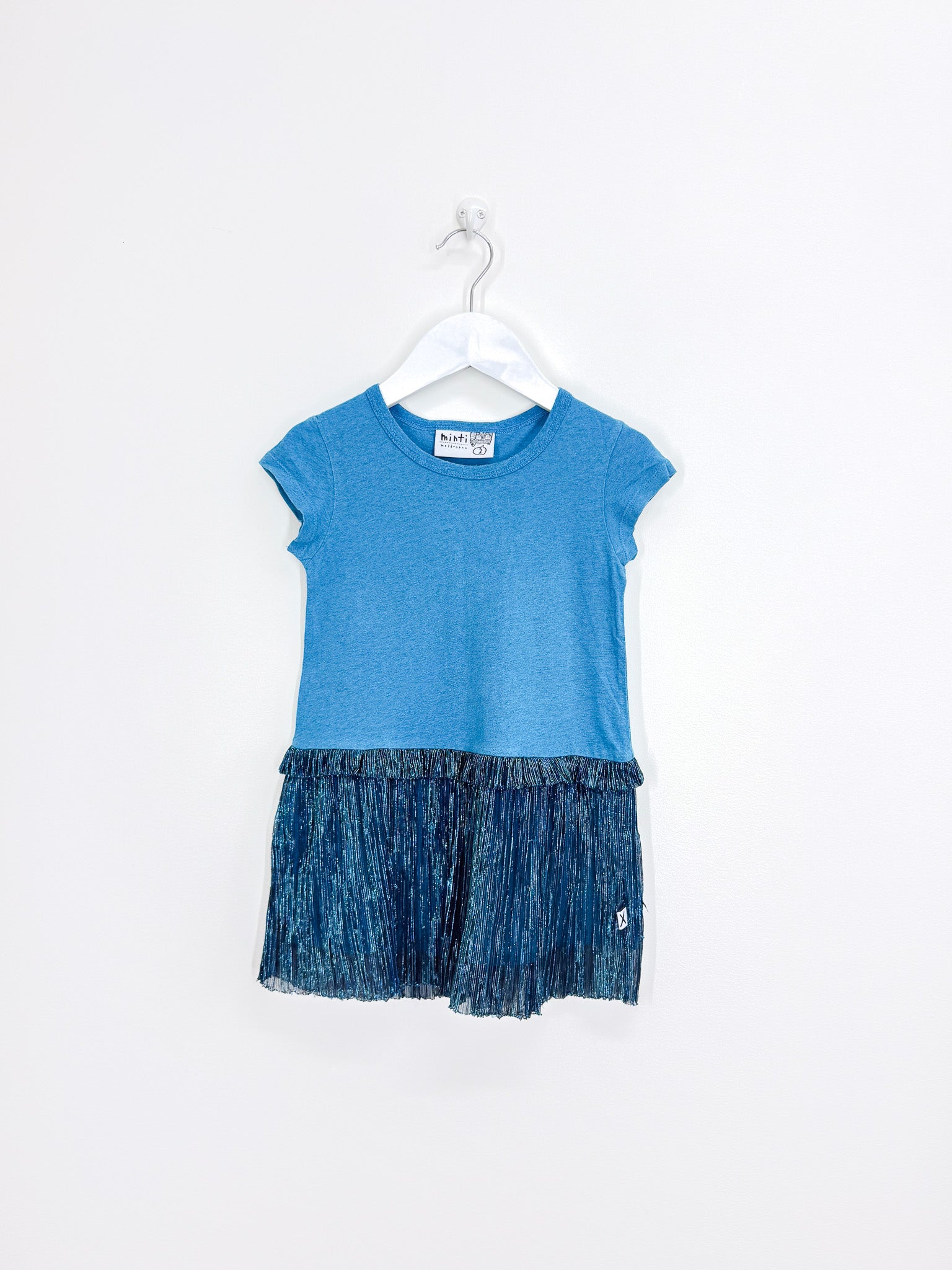 Minti shimmer skirt teal dress (2y)
