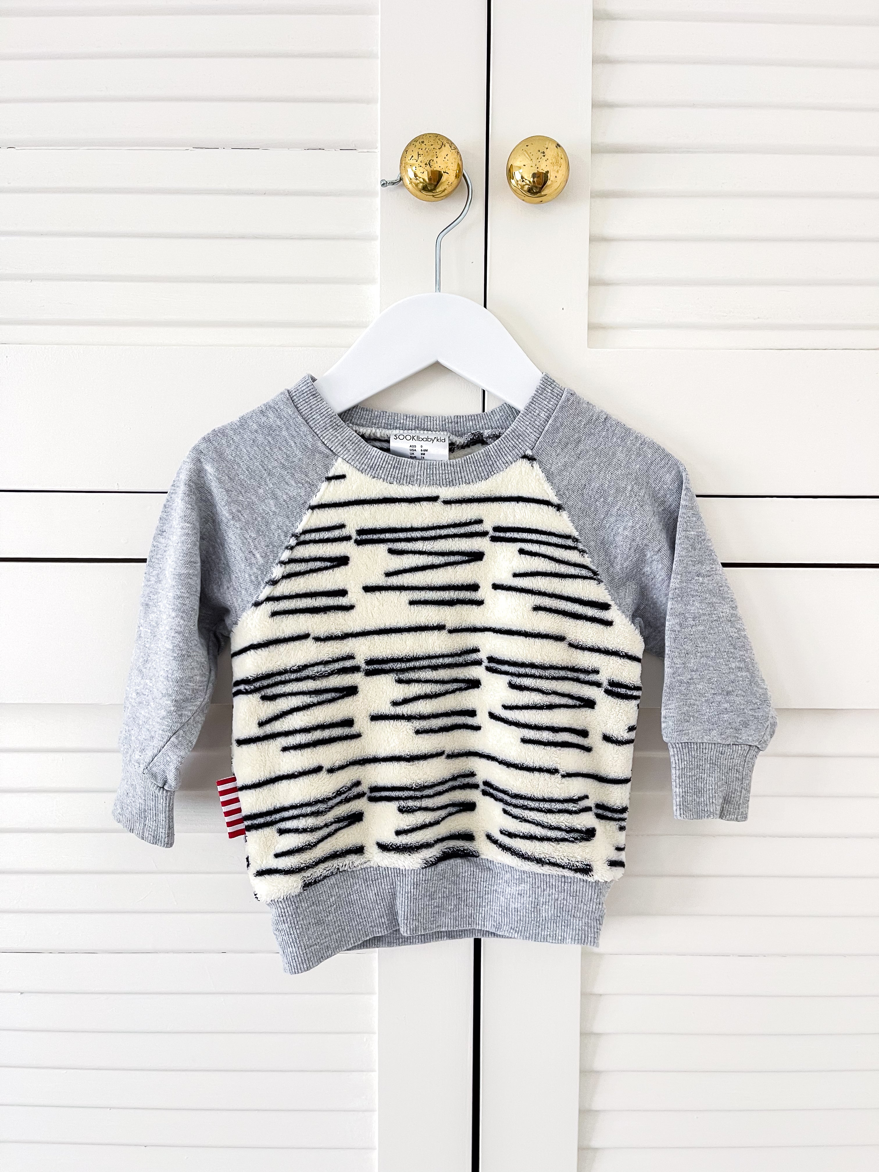 SookiBaby tiger stripe fluffy sweatshirt (6-9m)