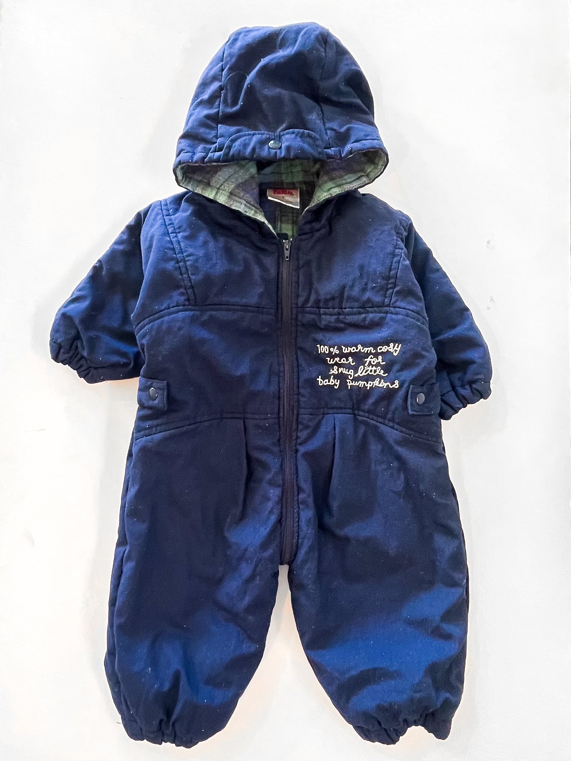 Vintage Pumpkin Patch plaid lined pramsuit '90s (6-12m)