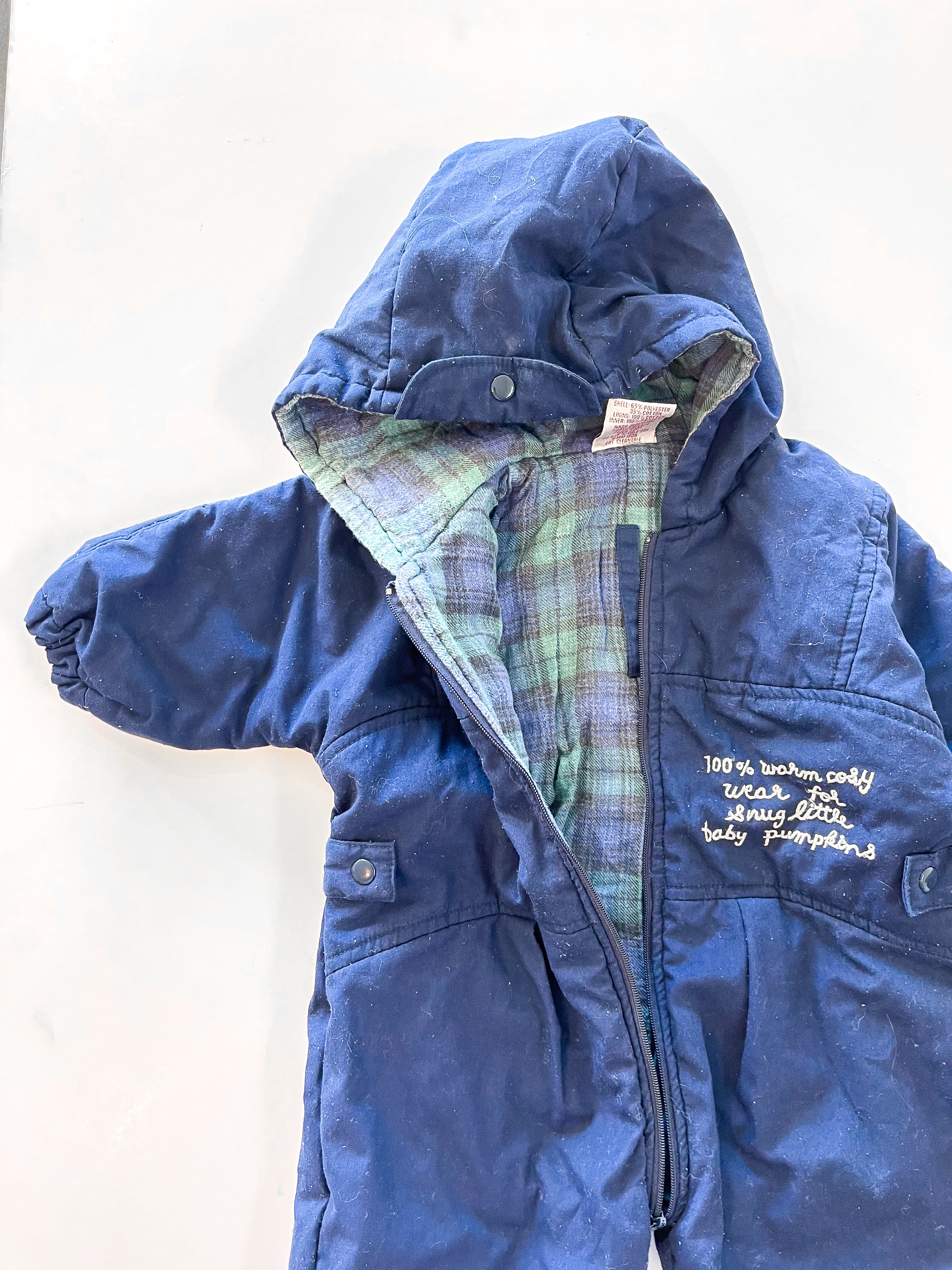 Vintage Pumpkin Patch plaid lined pramsuit '90s (6-12m)