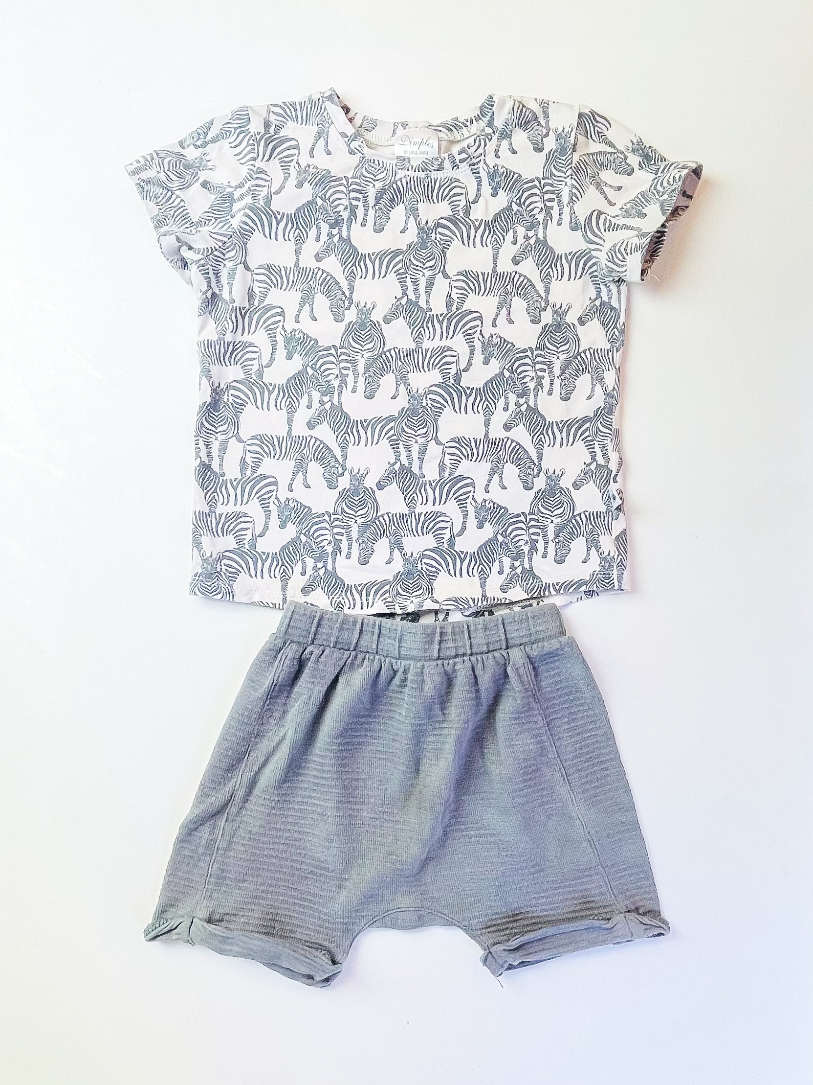 Dimples organic zebra shorts & tee set (2y)