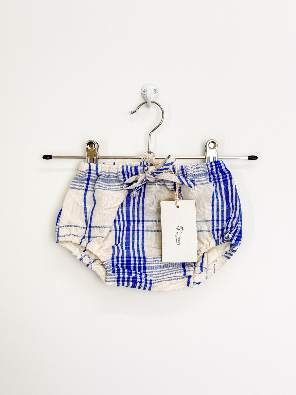 BNWT Nature Baby organic linen arie bloomer shorts - clyde check (3-6m)