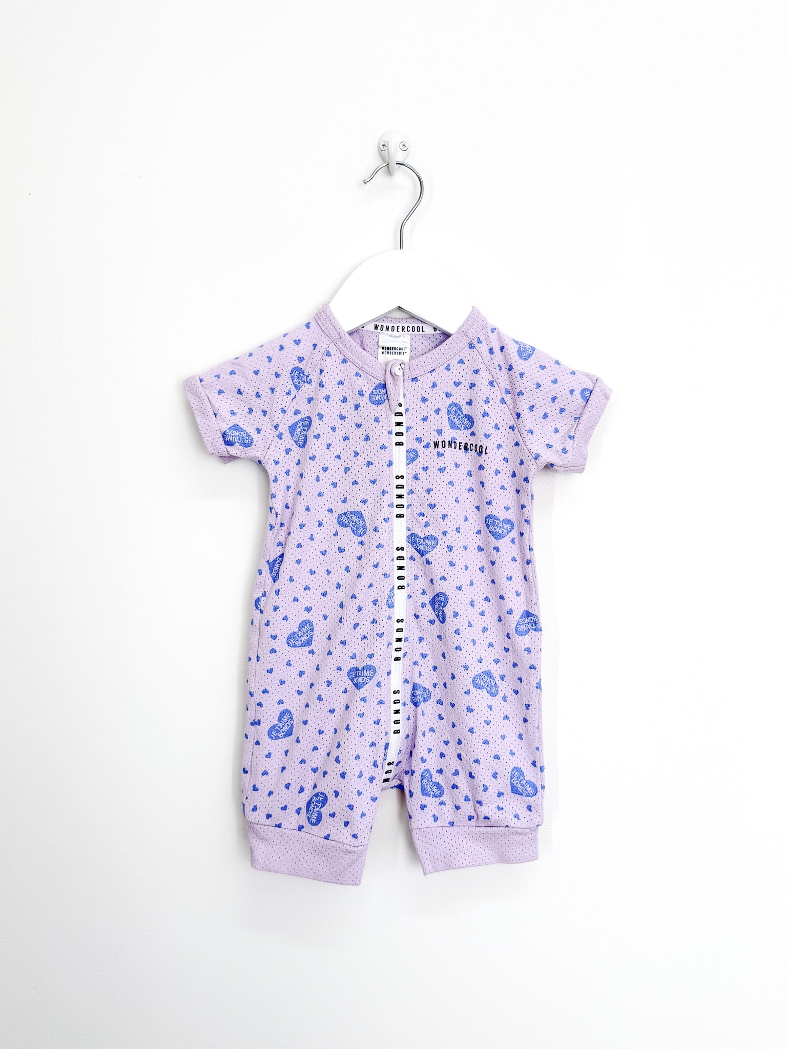 Bonds wondercool wondersuit - purple je t'aime bonds (3-6m)