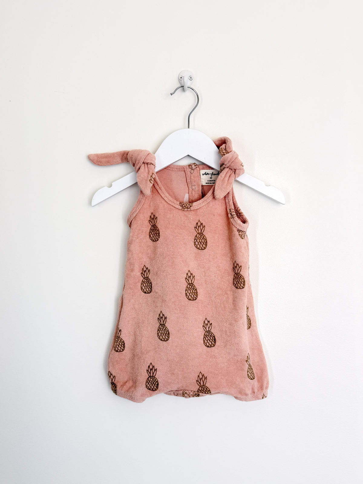 Wilson & Frenchy organic terry tie playsuit - pineapples (3-6m)