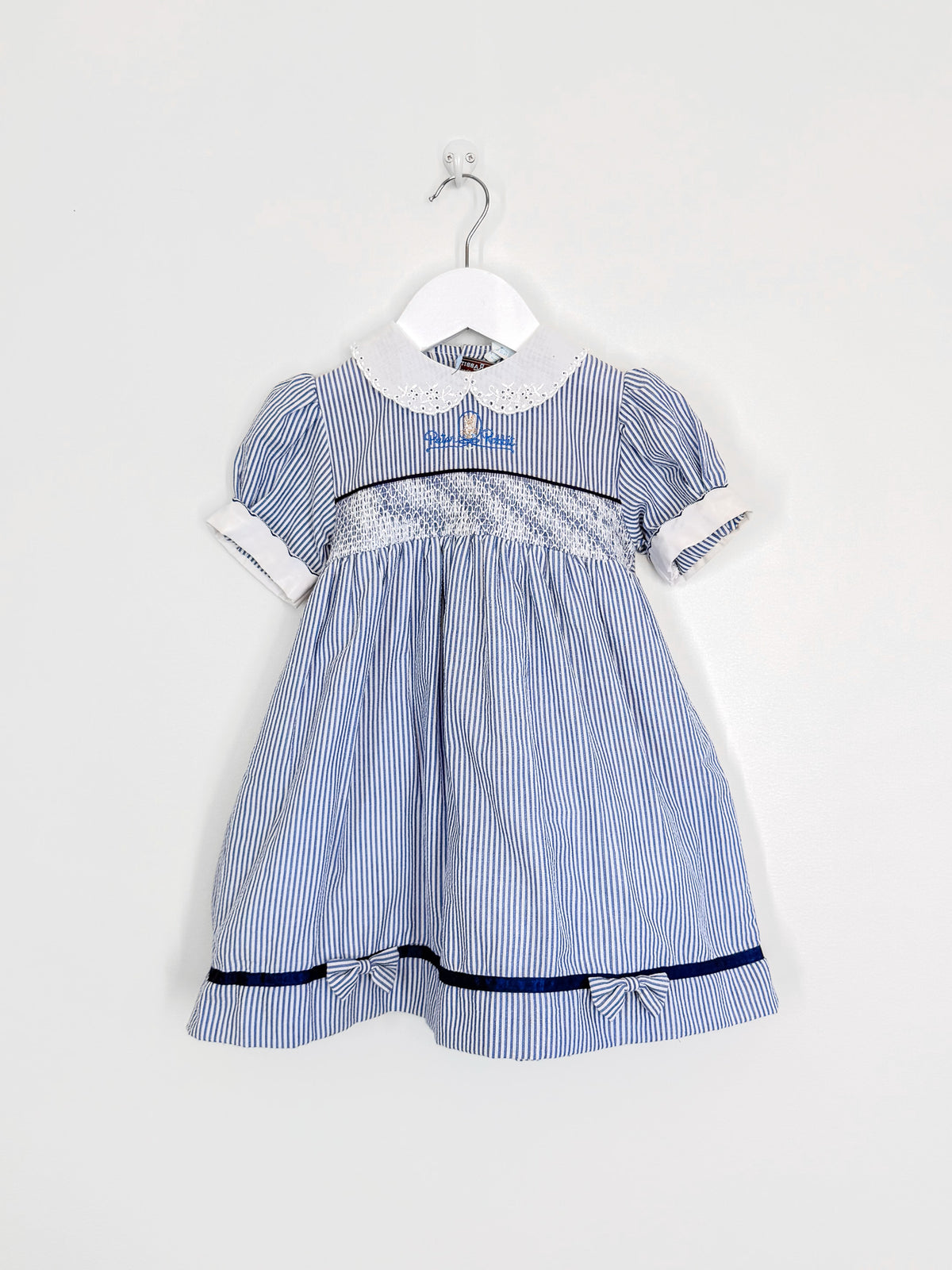 Vintage Peter Rabbit smocked striped dress '90s (22m)