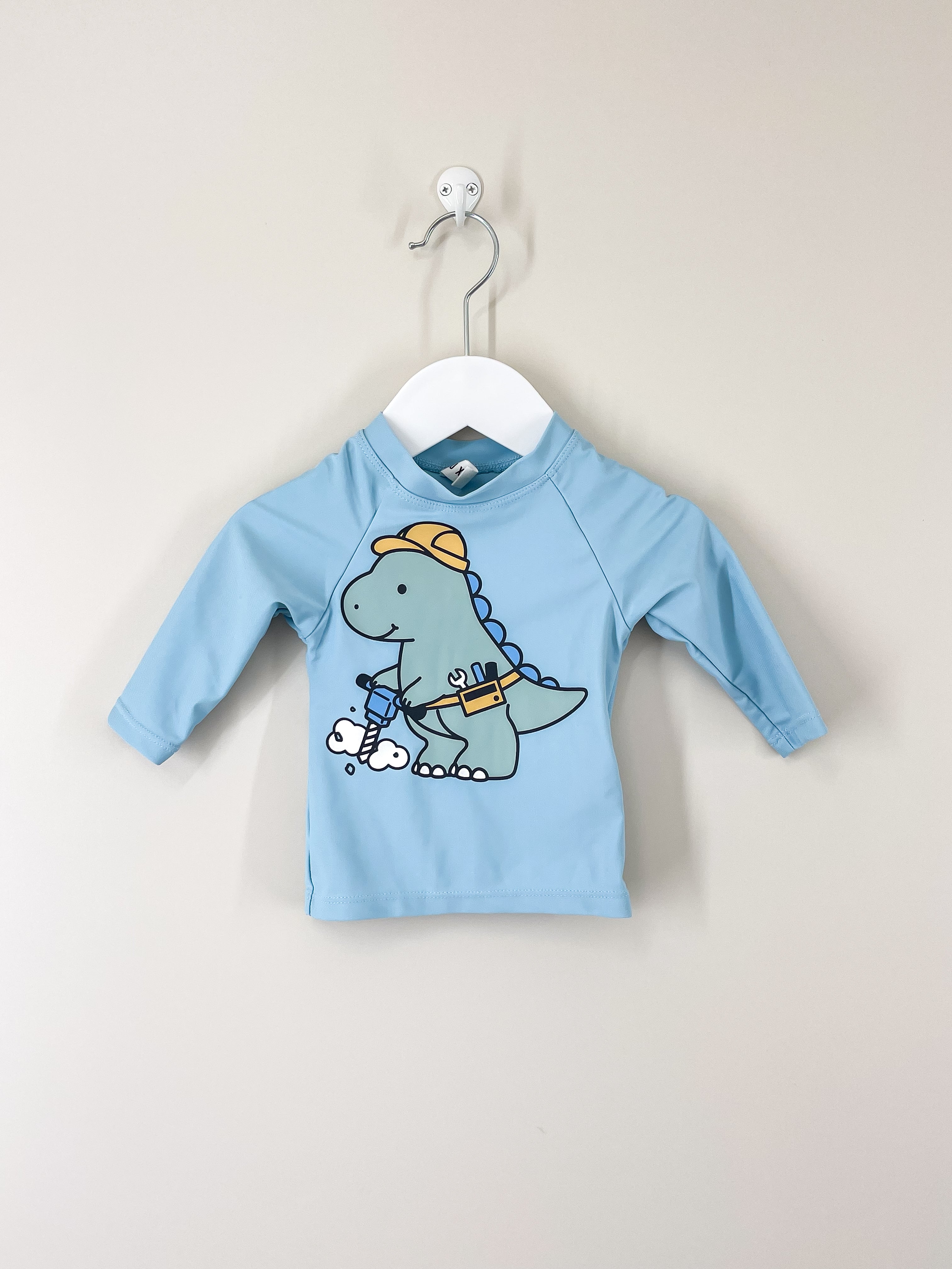 Hux construction dino rash swim top (3-6m)
