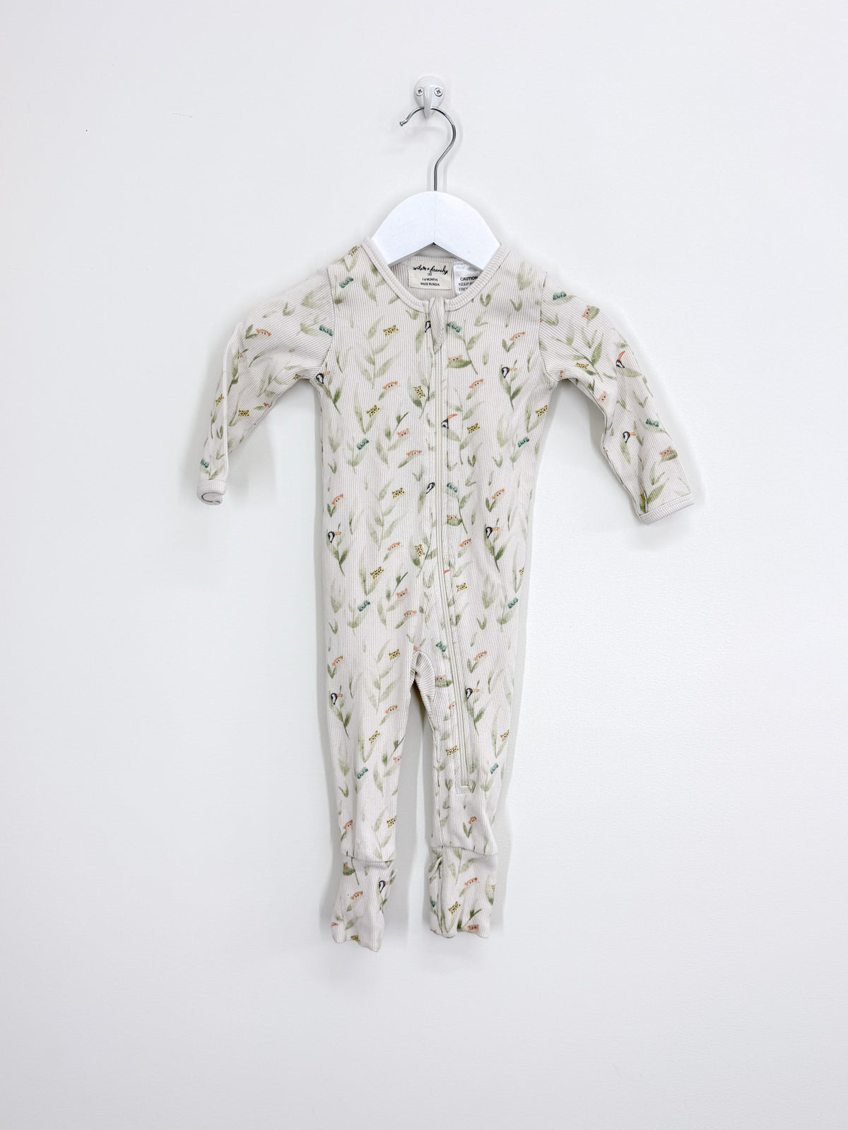 Wilson & Frenchy organic ribbed zipsuit - peak-a-boo (3-6m)