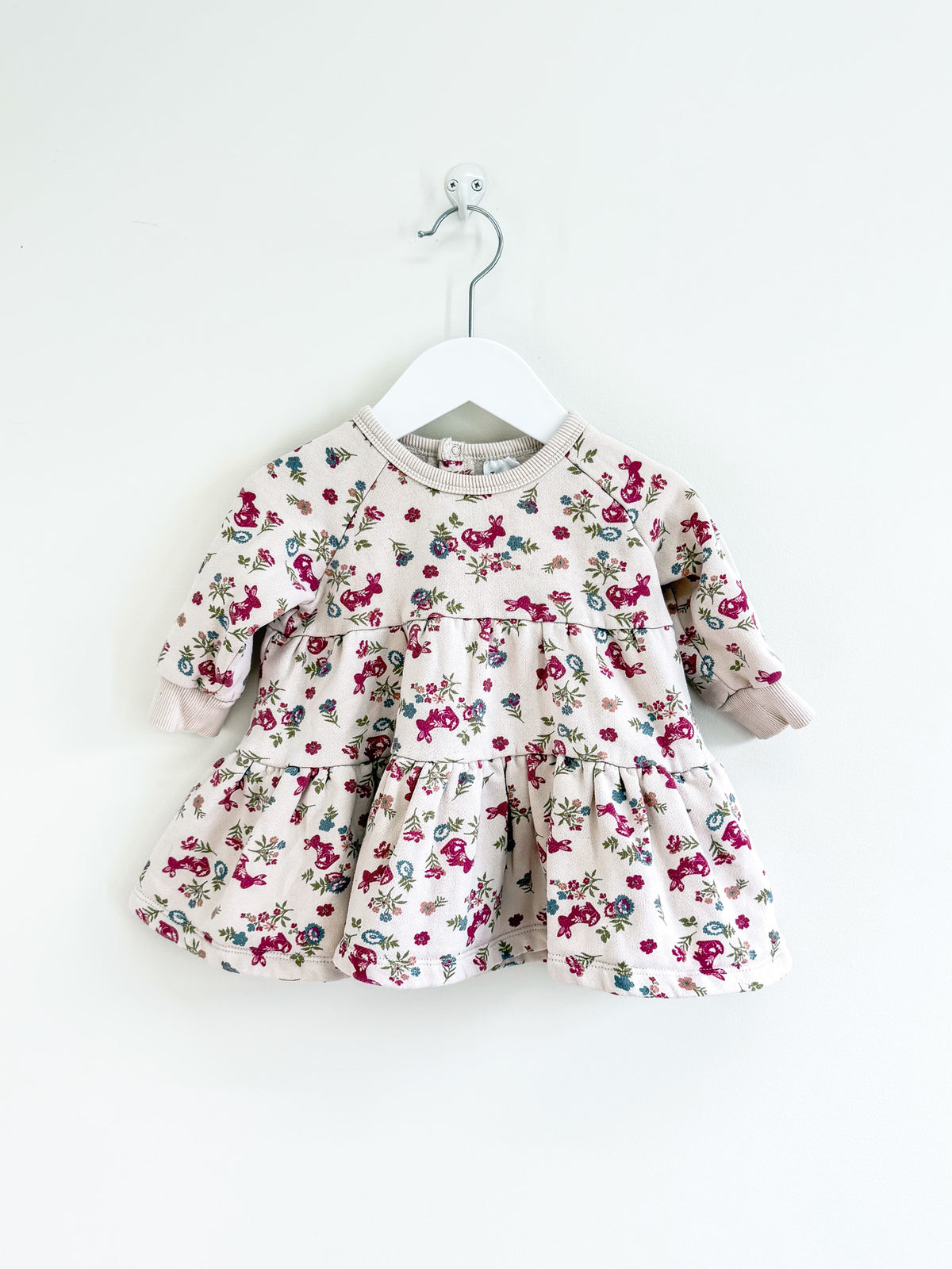 Teeny Weeny long sleeve bunny fleece dress (12-18m)