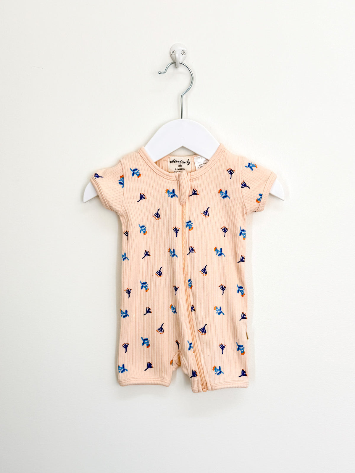 Wilson & Frenchy organic shortie rib zipsuit - little flower (0-3m)