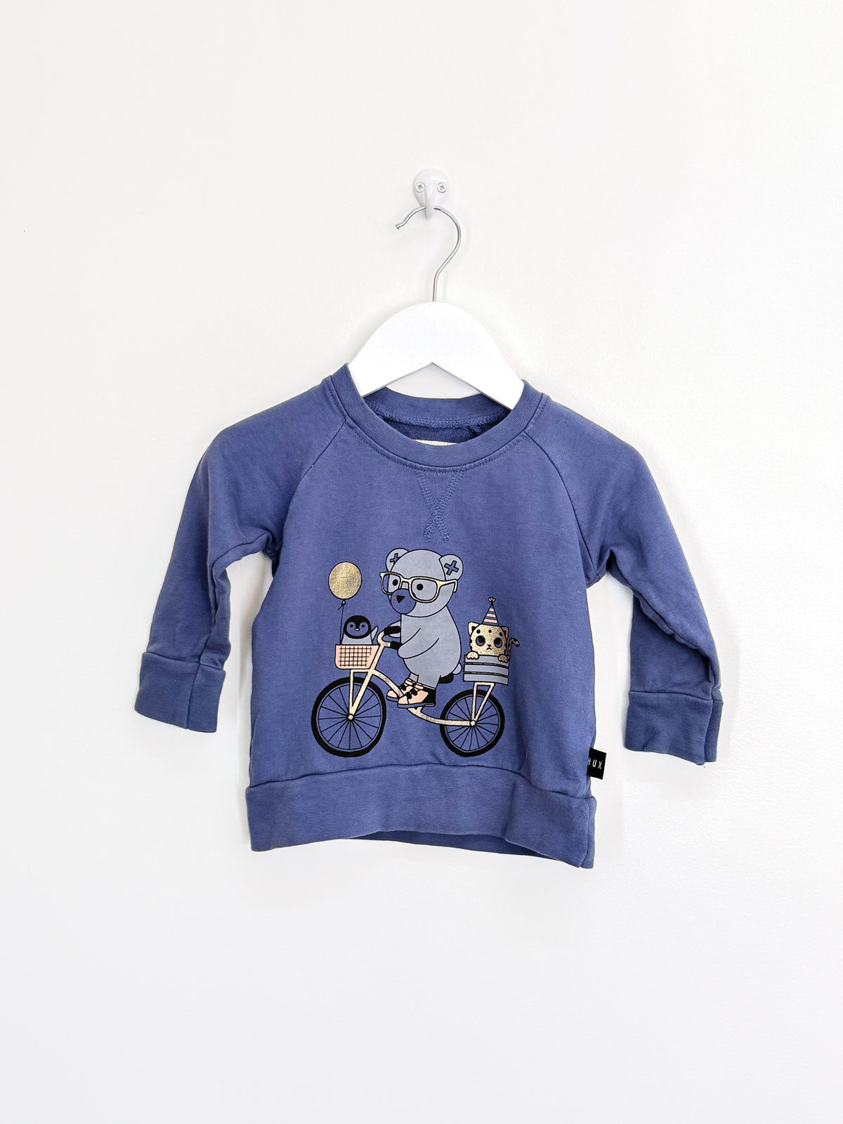 Hux organic bike crew sweatshirt (12-18m)