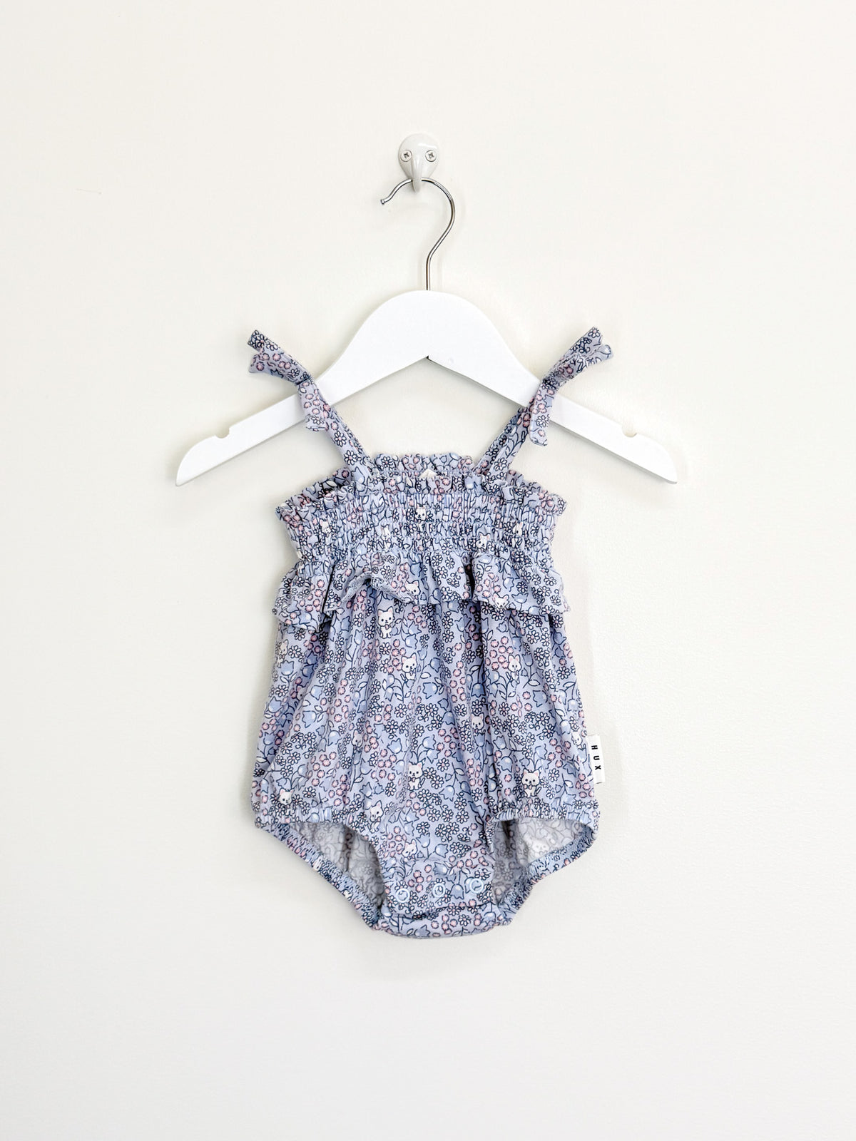 Hux organic bluebell floral bubble romper (3-6m)