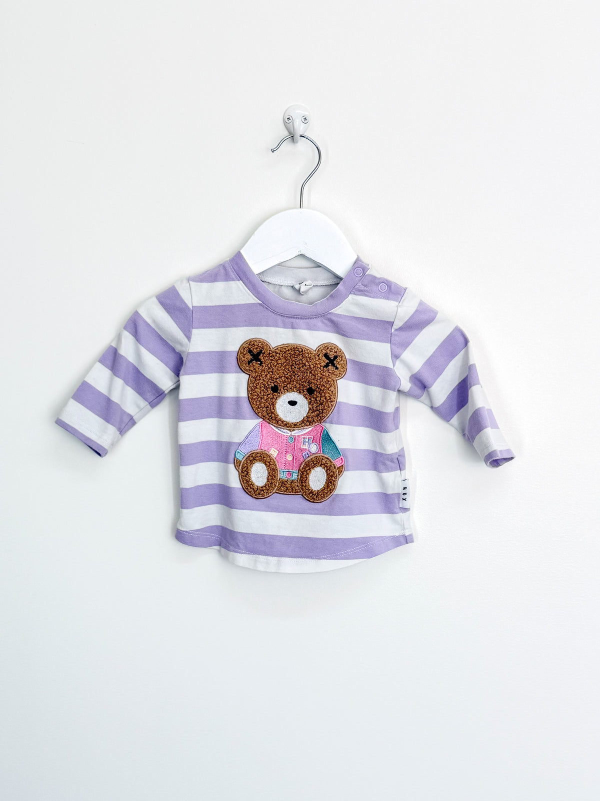 Hux organic college orchid stripe tee (3-6m)