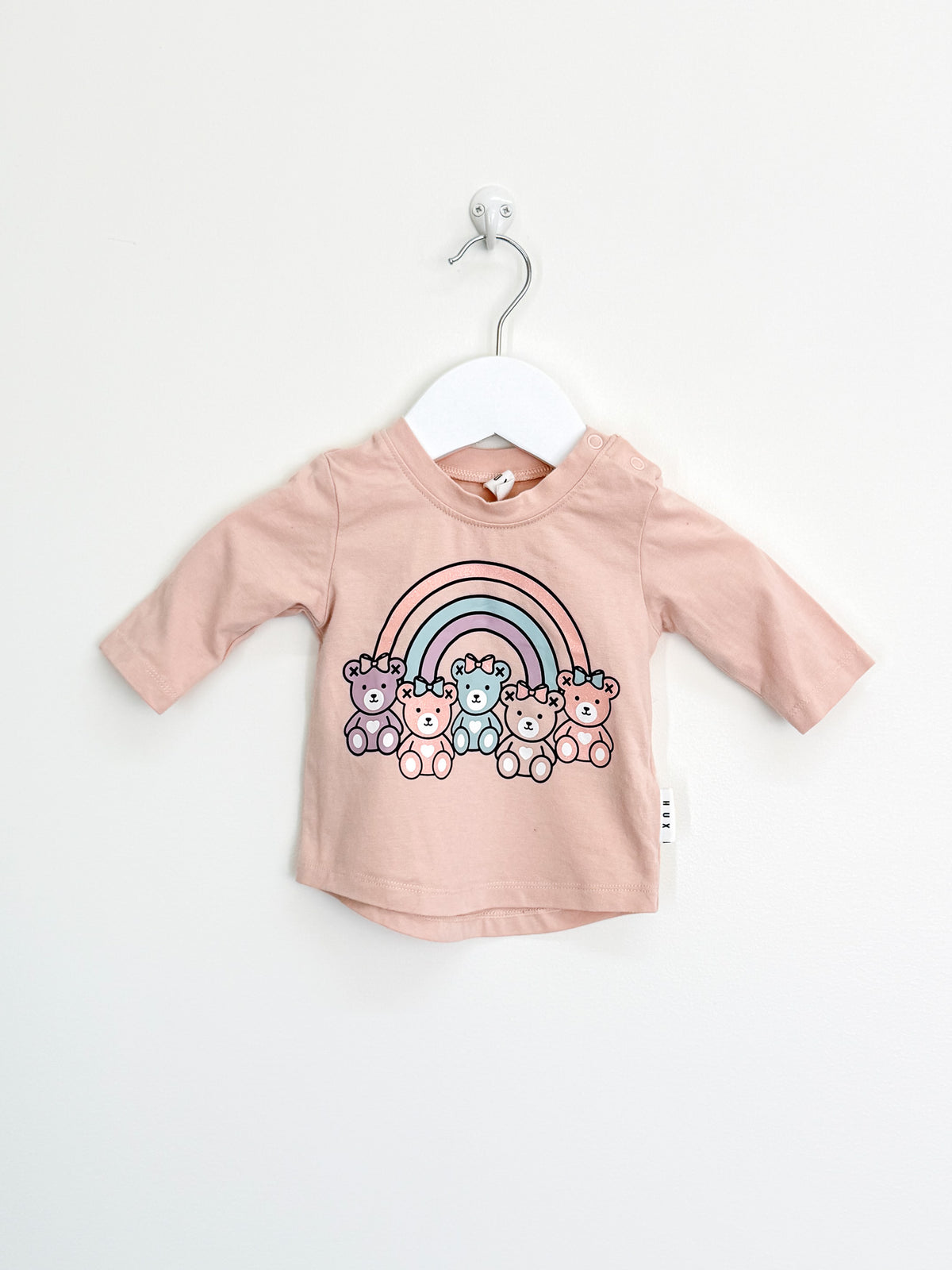 Hux organic rainbow bear tee (0-3m)