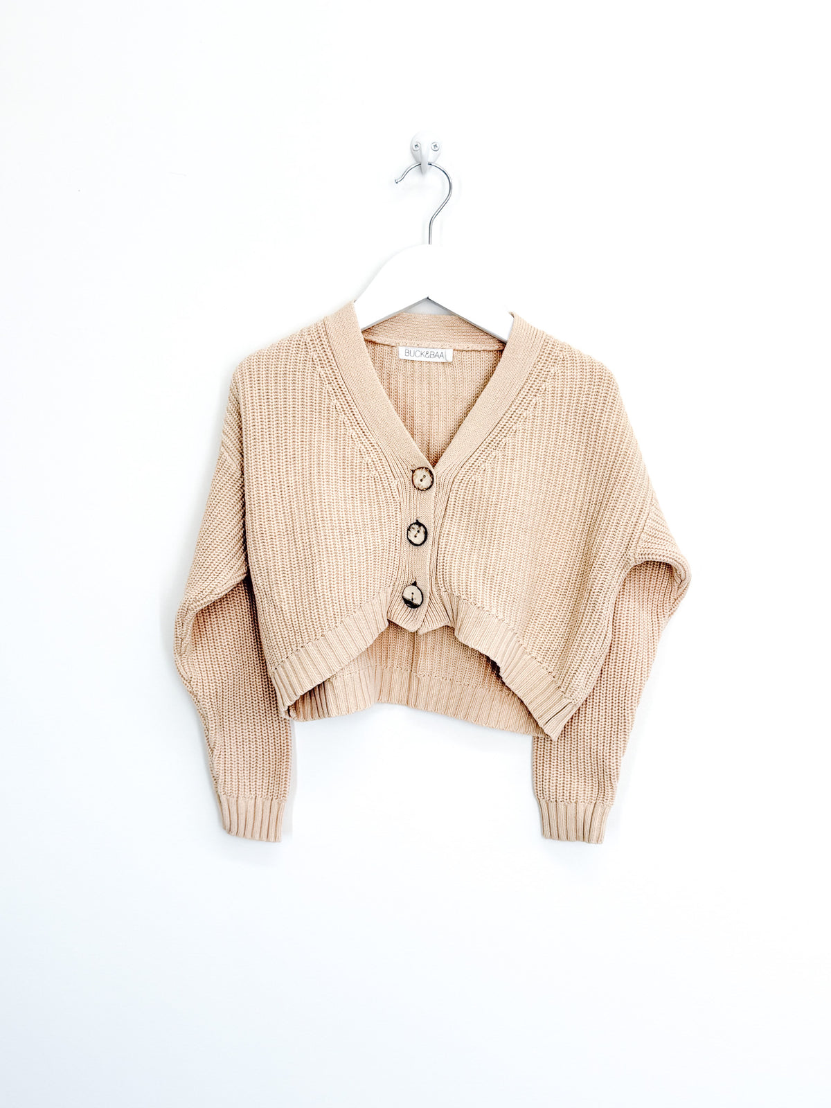 Buck & Baa organic boxy knit cardigan (2-3y)