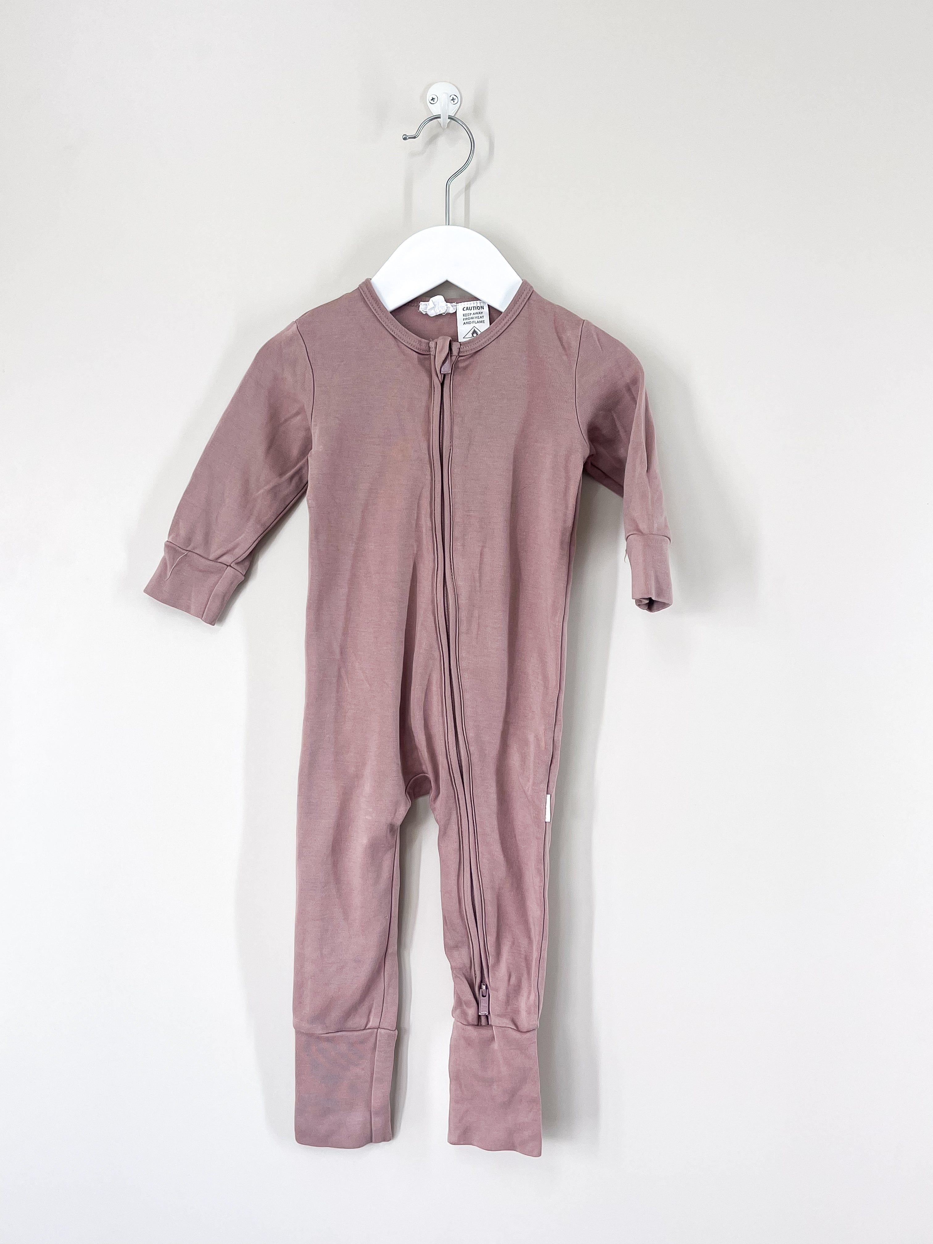 Jamie Kay frankie zip one piece - softest mauve (1y)