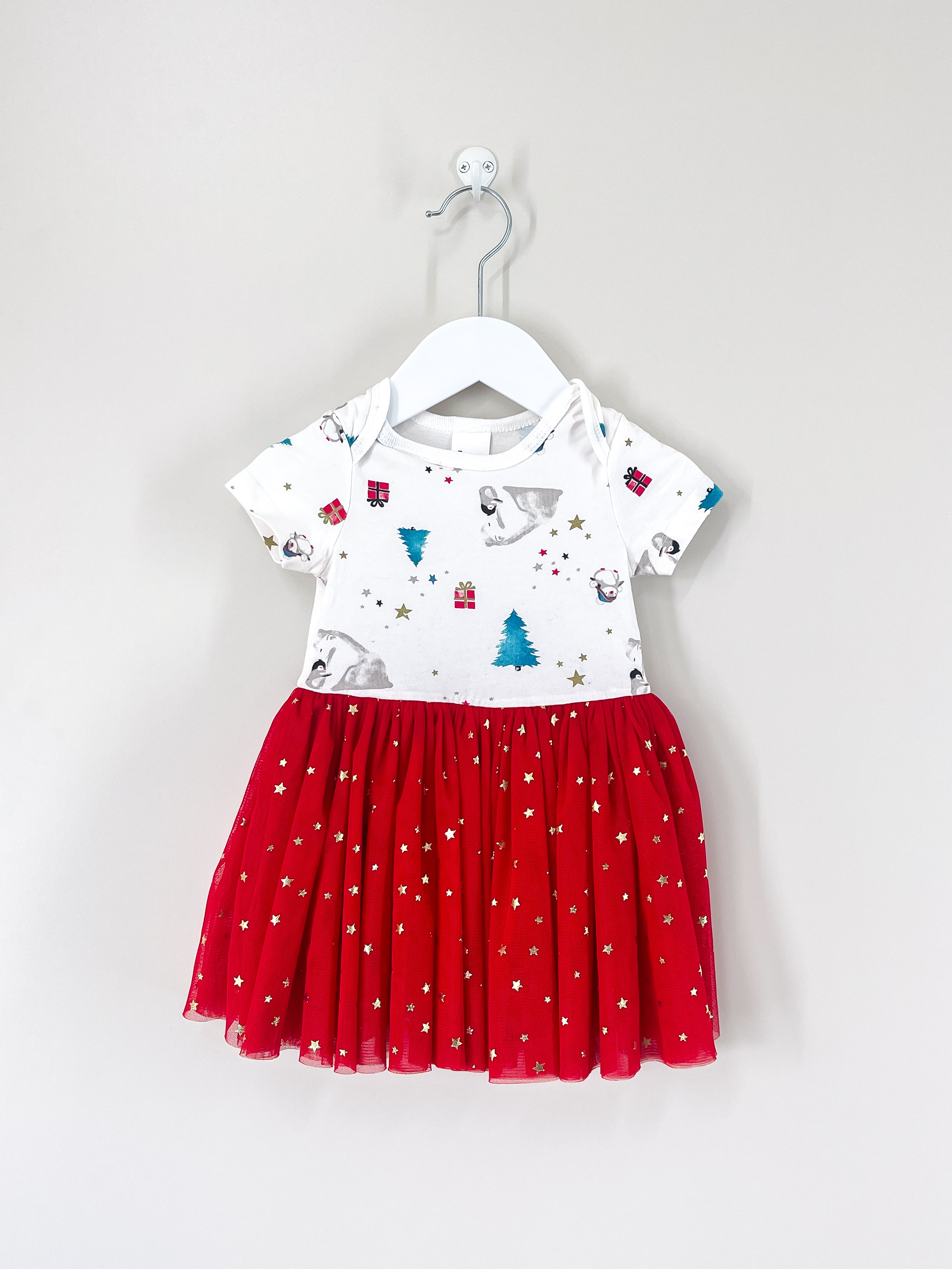 🎄 Teeny Weeny penguin xmas tulle dress (6-12m)
