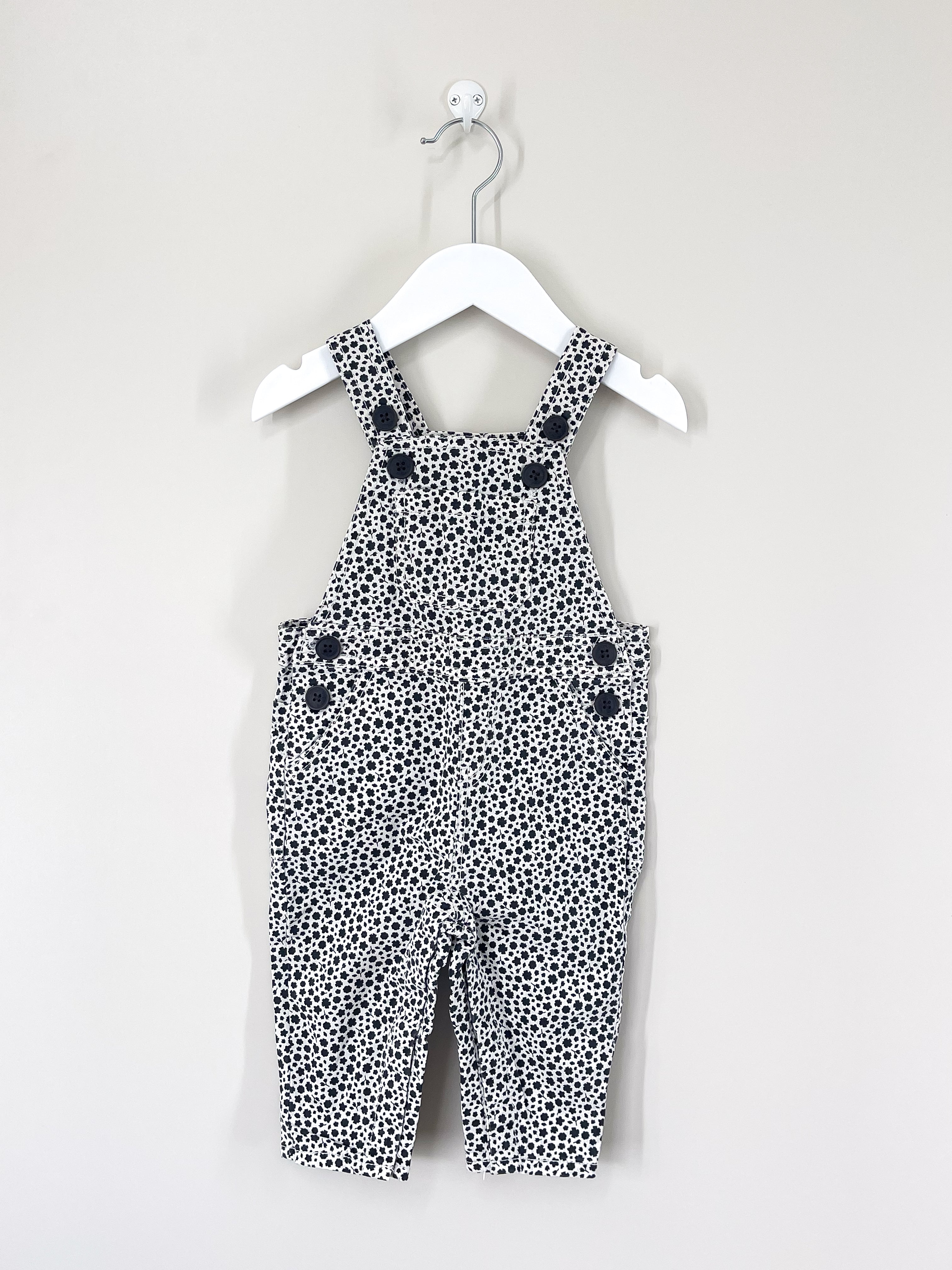 Cotton On Kids mono floral overalls (6-12m)