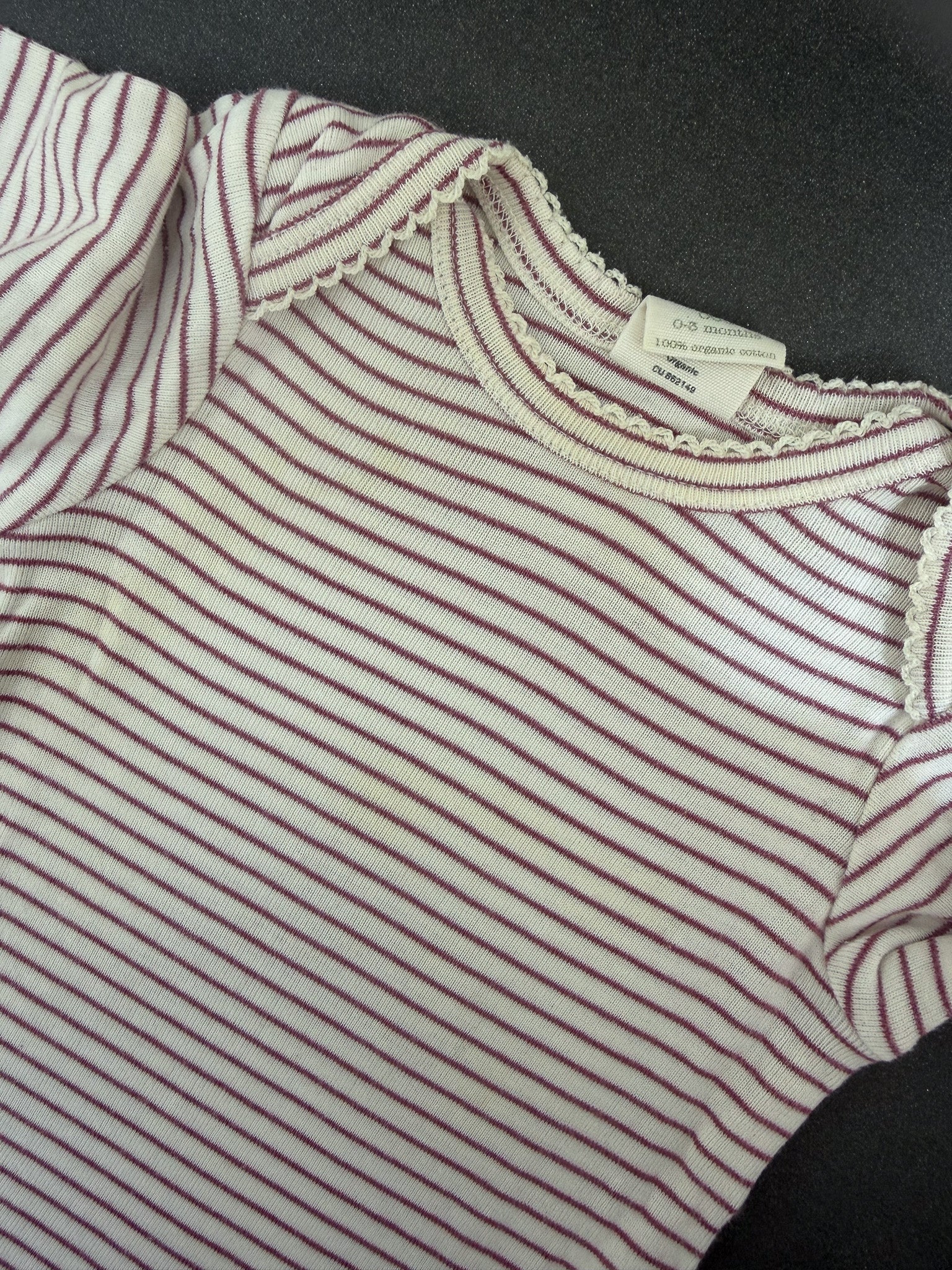 Nature Baby organic bodsyuit - purple stripe (0-3m)