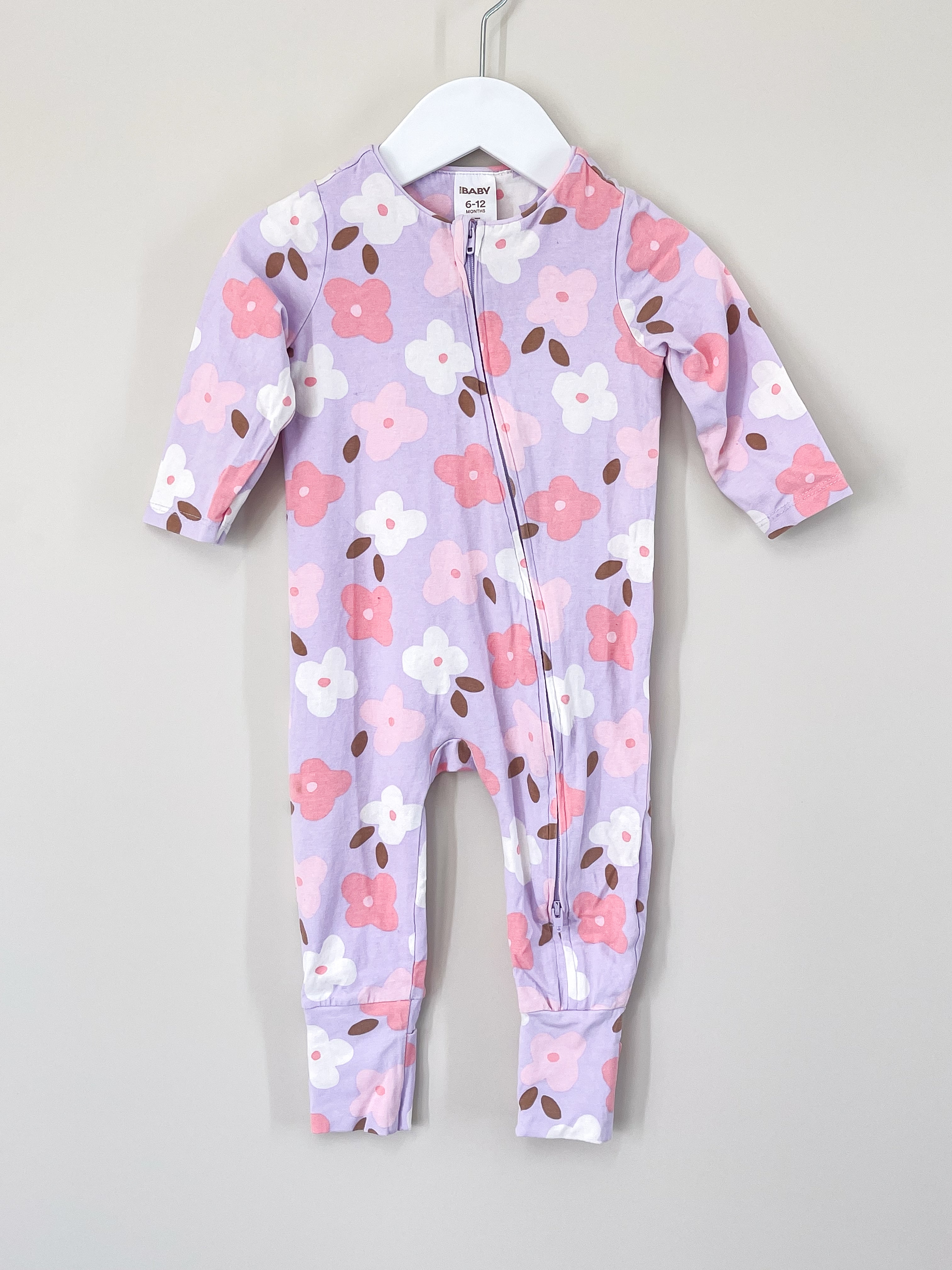 Cotton On Kids floral zip onesie (6-12m)