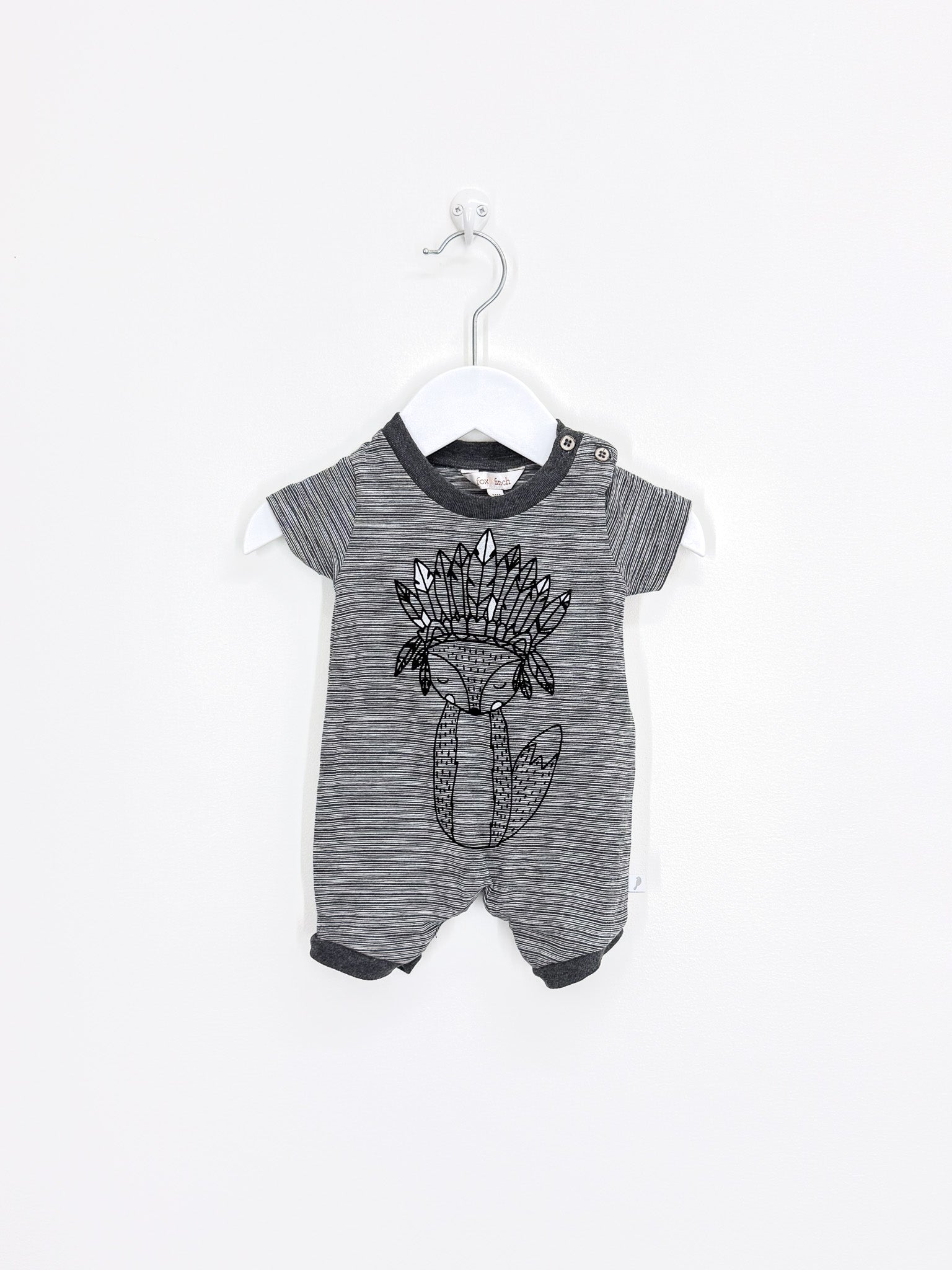 Fox & Finch stripe fox shortie romper (newborn)