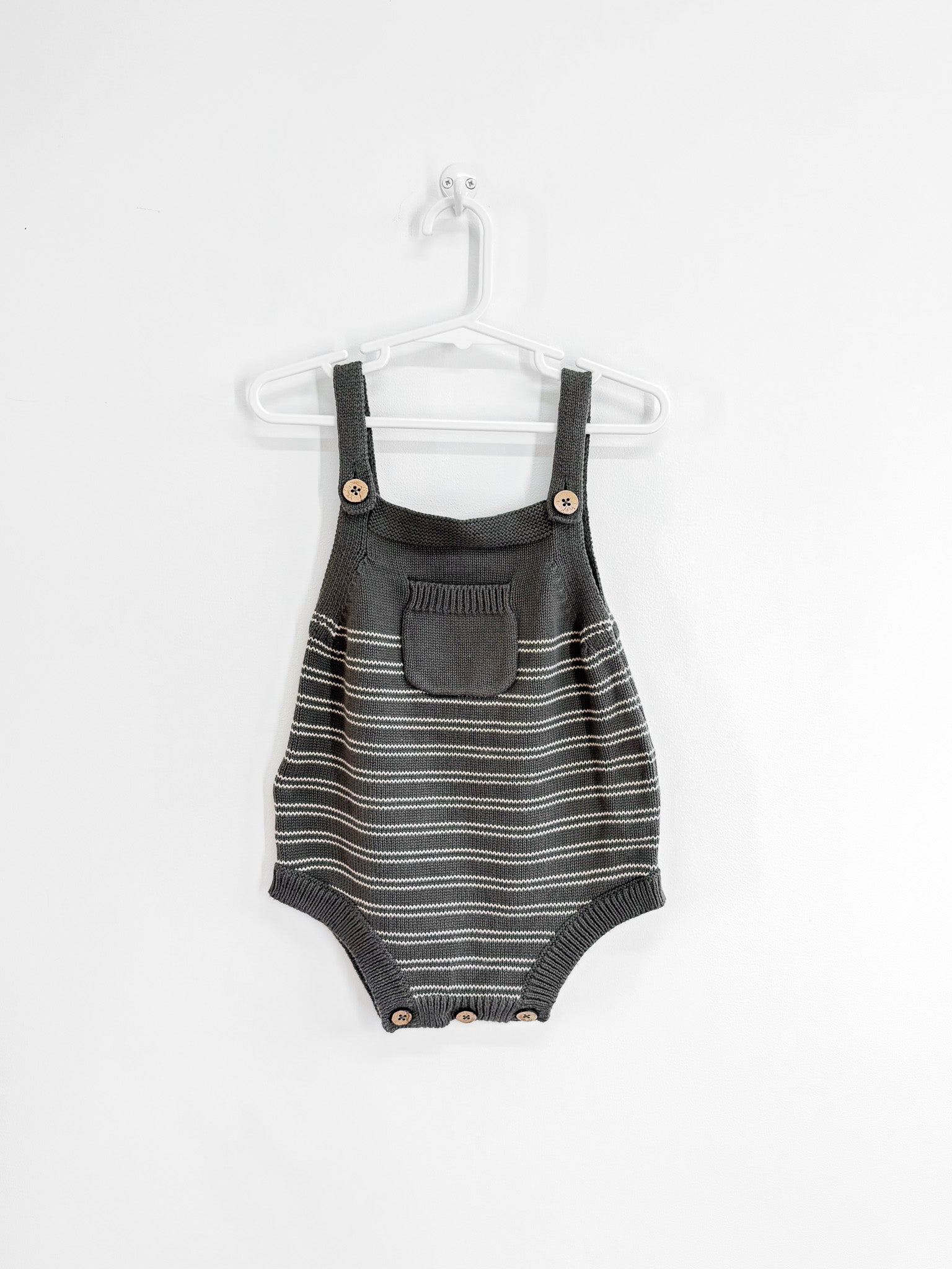 Jamie Kay hunter knit playsuit - olive stripe (3y)