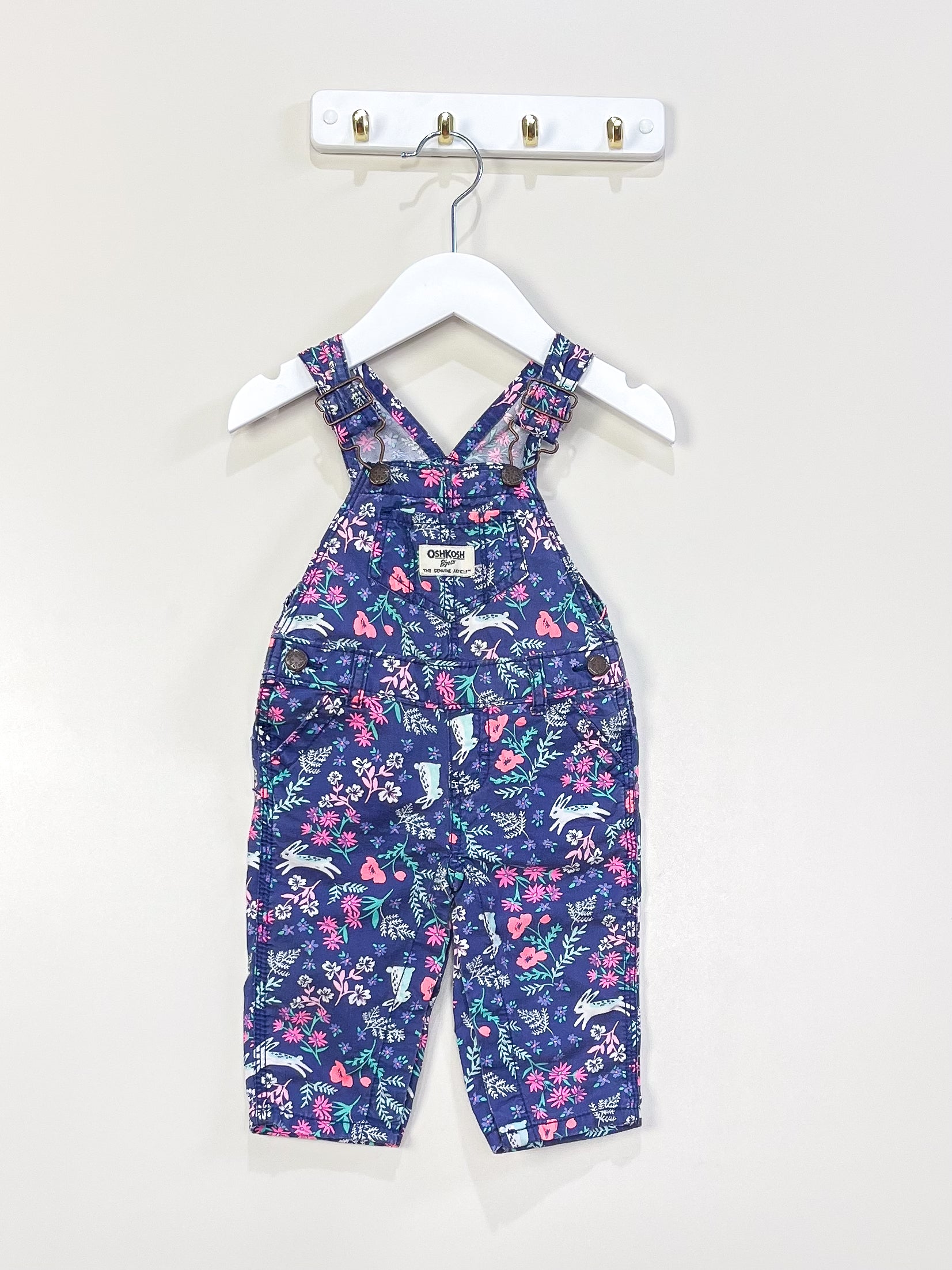 OshKosh overalls - flower bunnies (6m)
