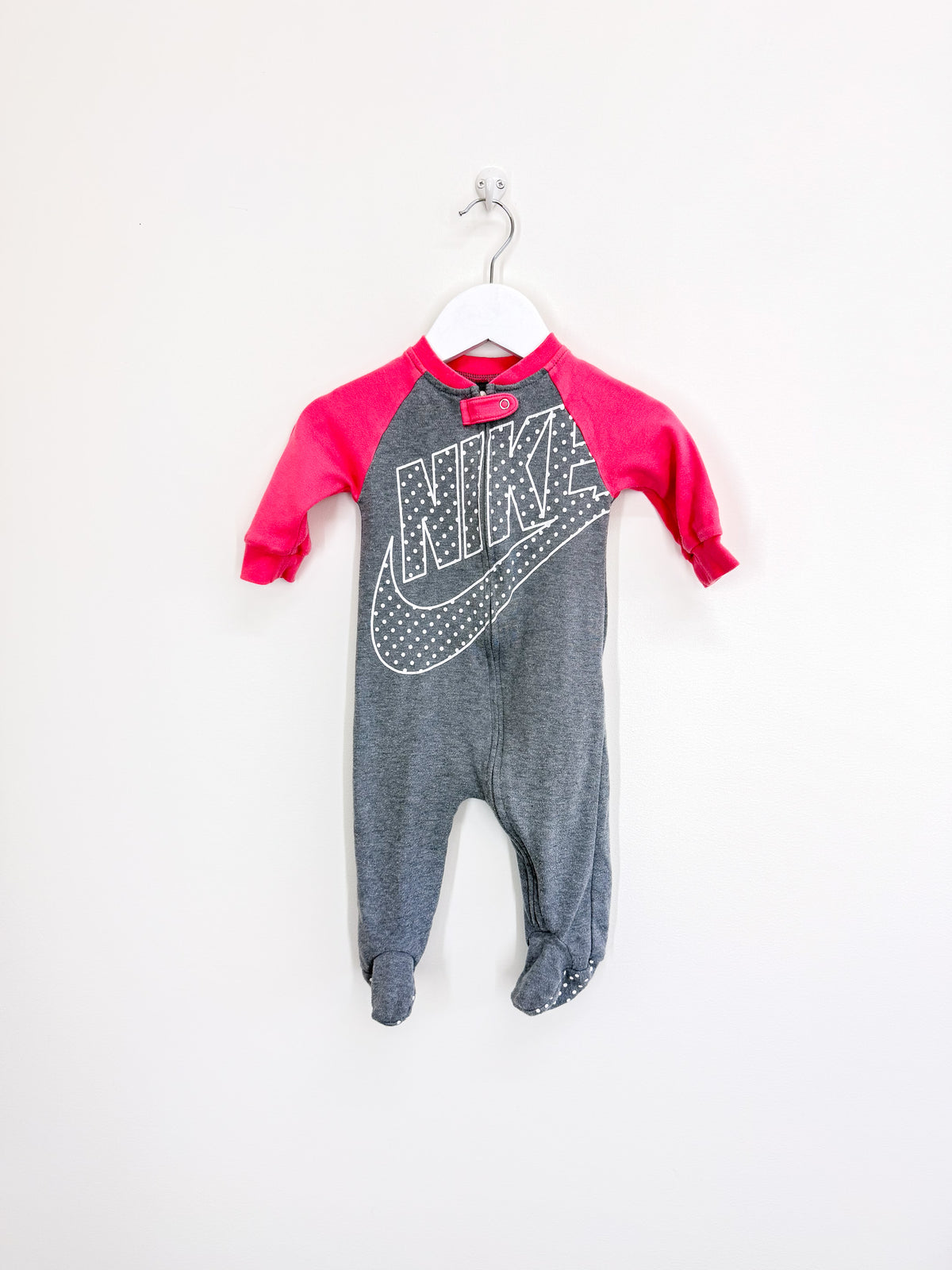 Nike pink grey logo coveralls (6m)
