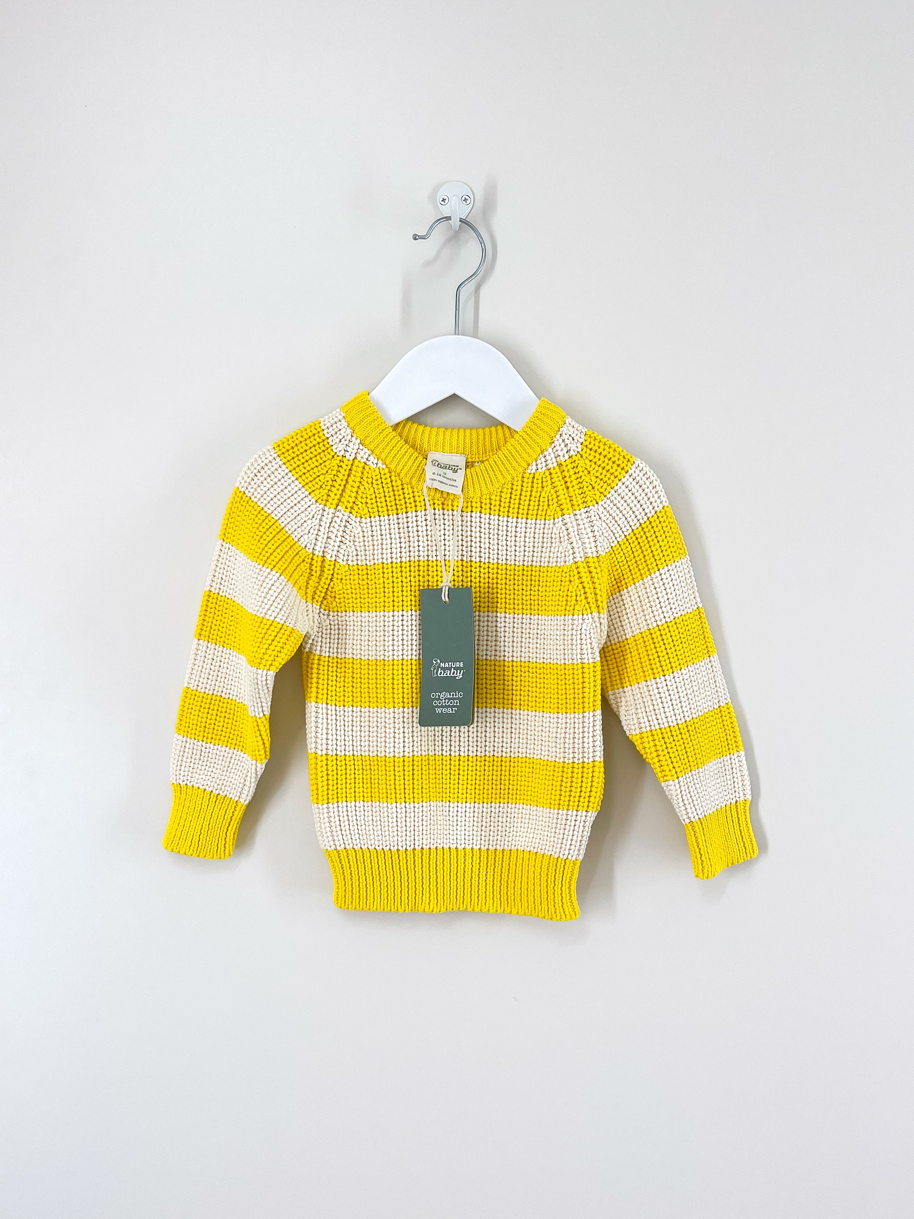 BNWT Nature Baby organic billy knit jumper - bold sunny stripe (6-12m)