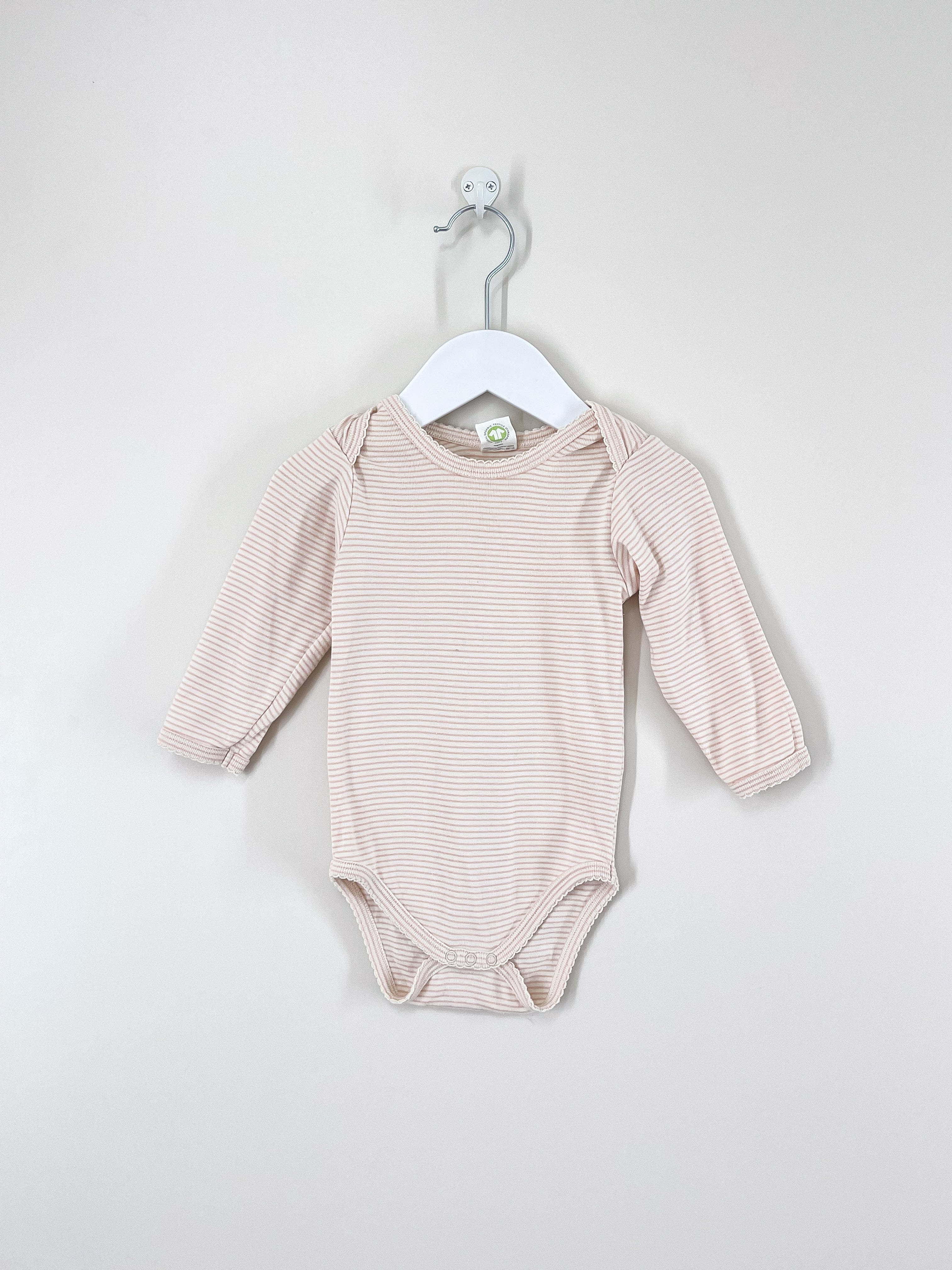 Nature Baby organic bodysuit - pink stripe (6-12m)