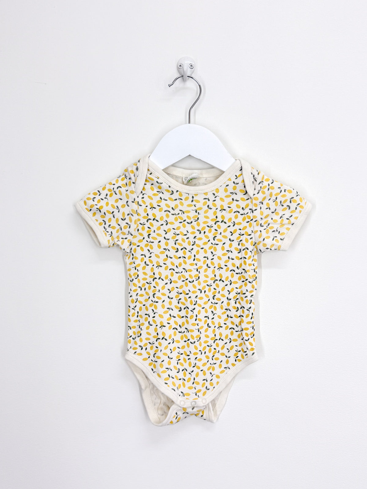 Nature Baby organic short sleeve bodysuit - lemmony (3-6m)